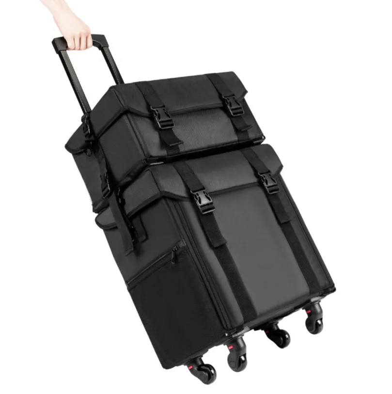 2-In-1 Oxford Cloth Portable Four-Wheel Makeup Suitcase Y174 Black