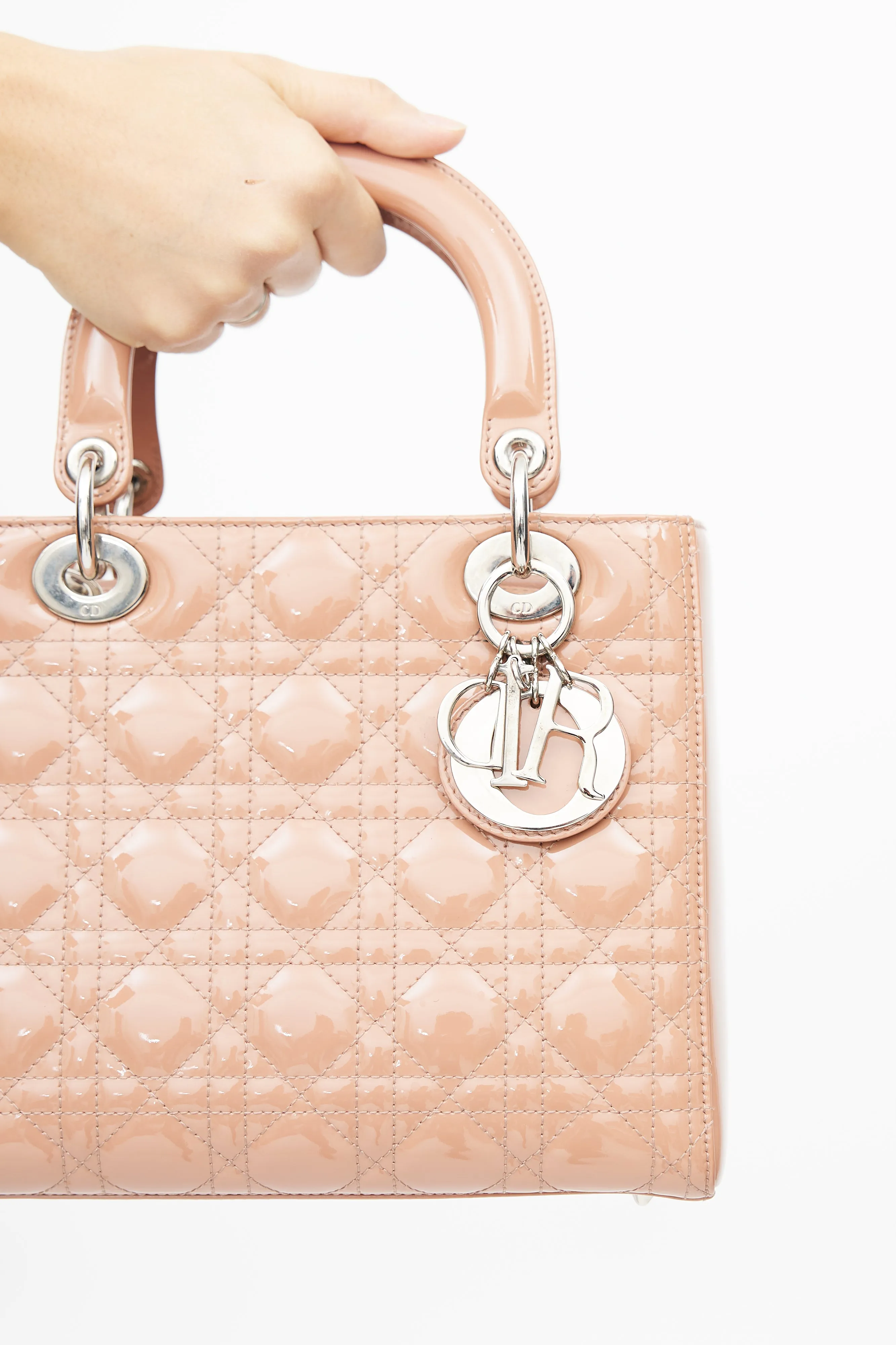 2012 Dusty Pink Patent Medium Lady Dior Bag