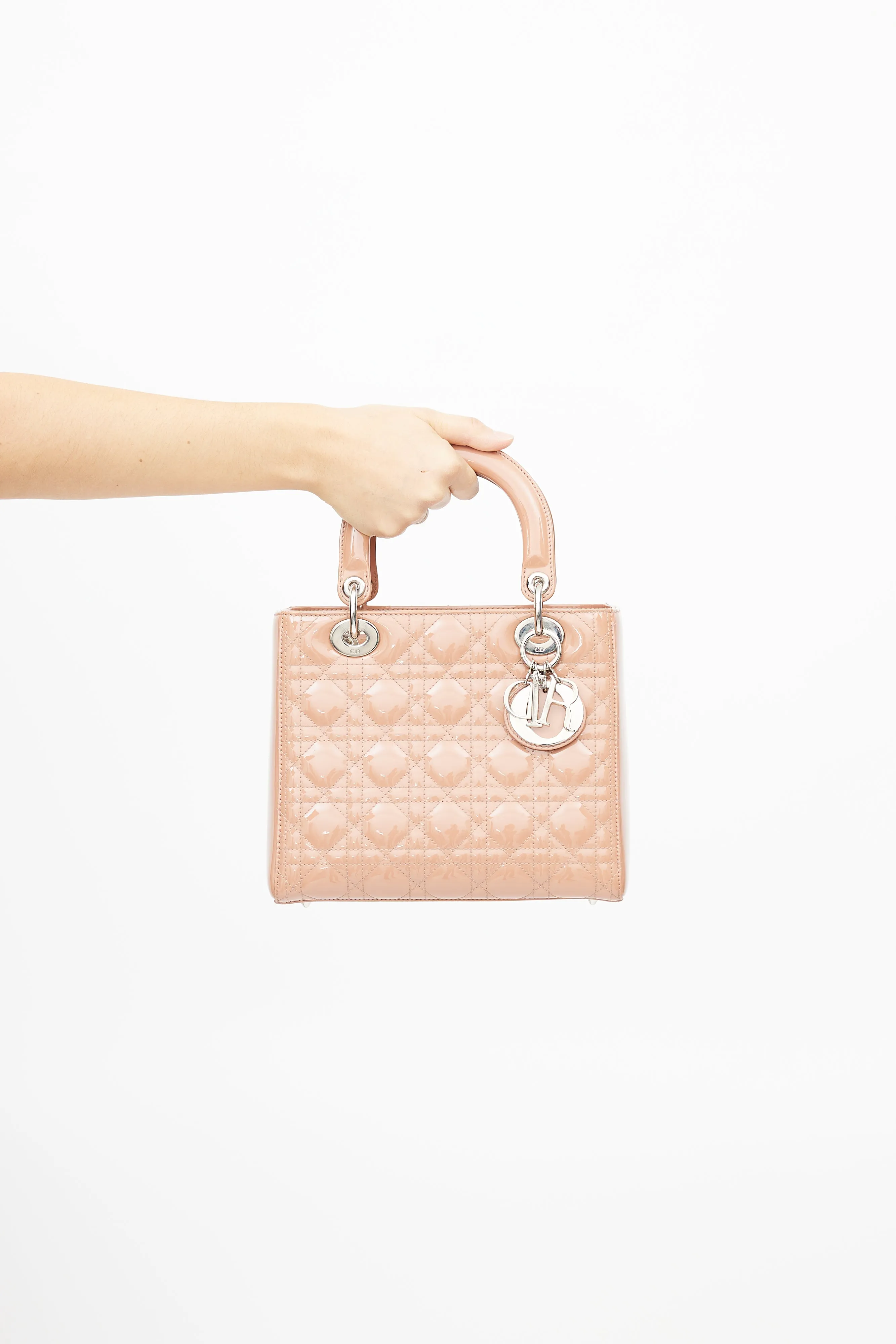 2012 Dusty Pink Patent Medium Lady Dior Bag