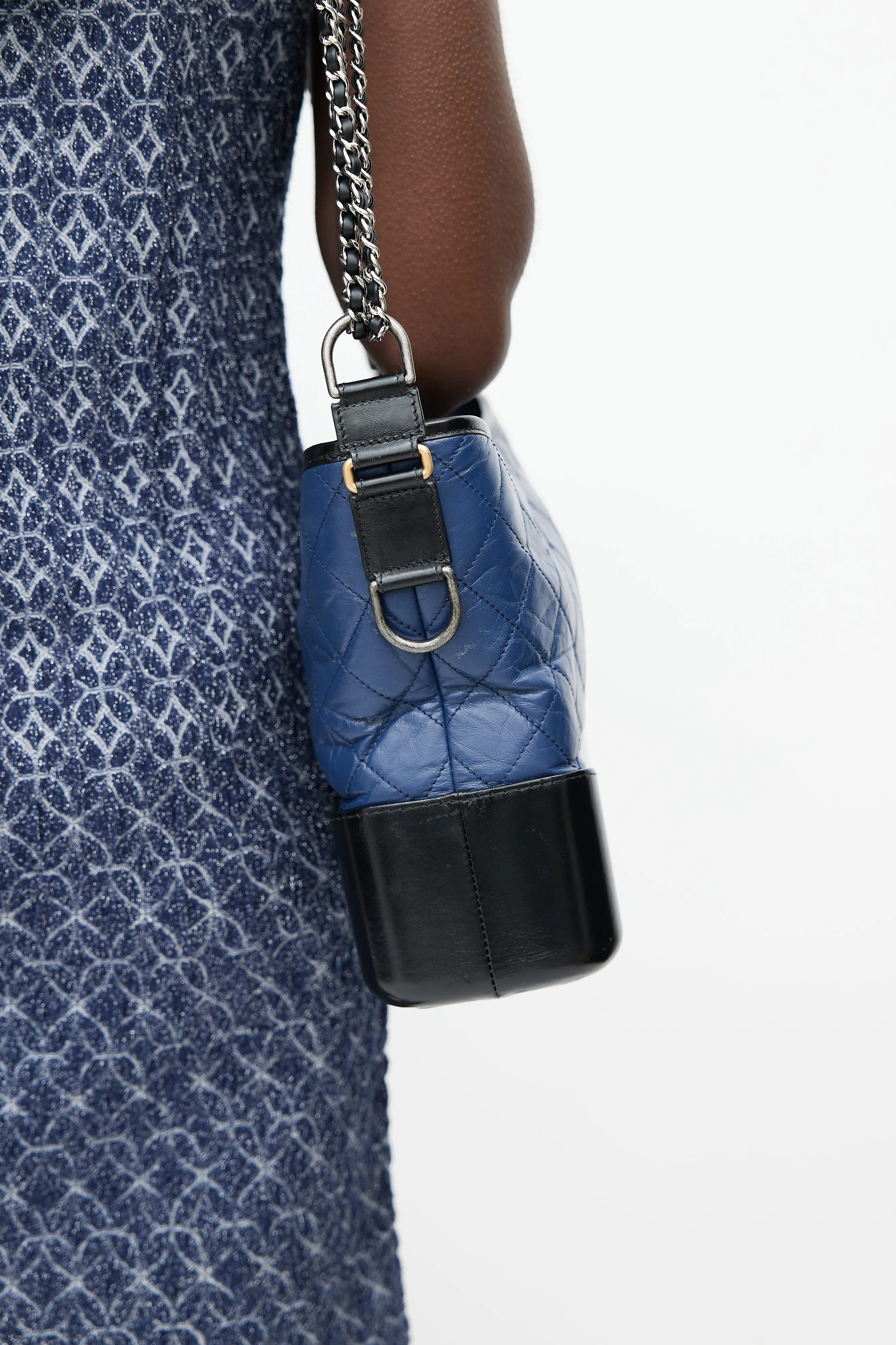 2018 Navy & Black Quilted Gabrielle Shoulder Bag