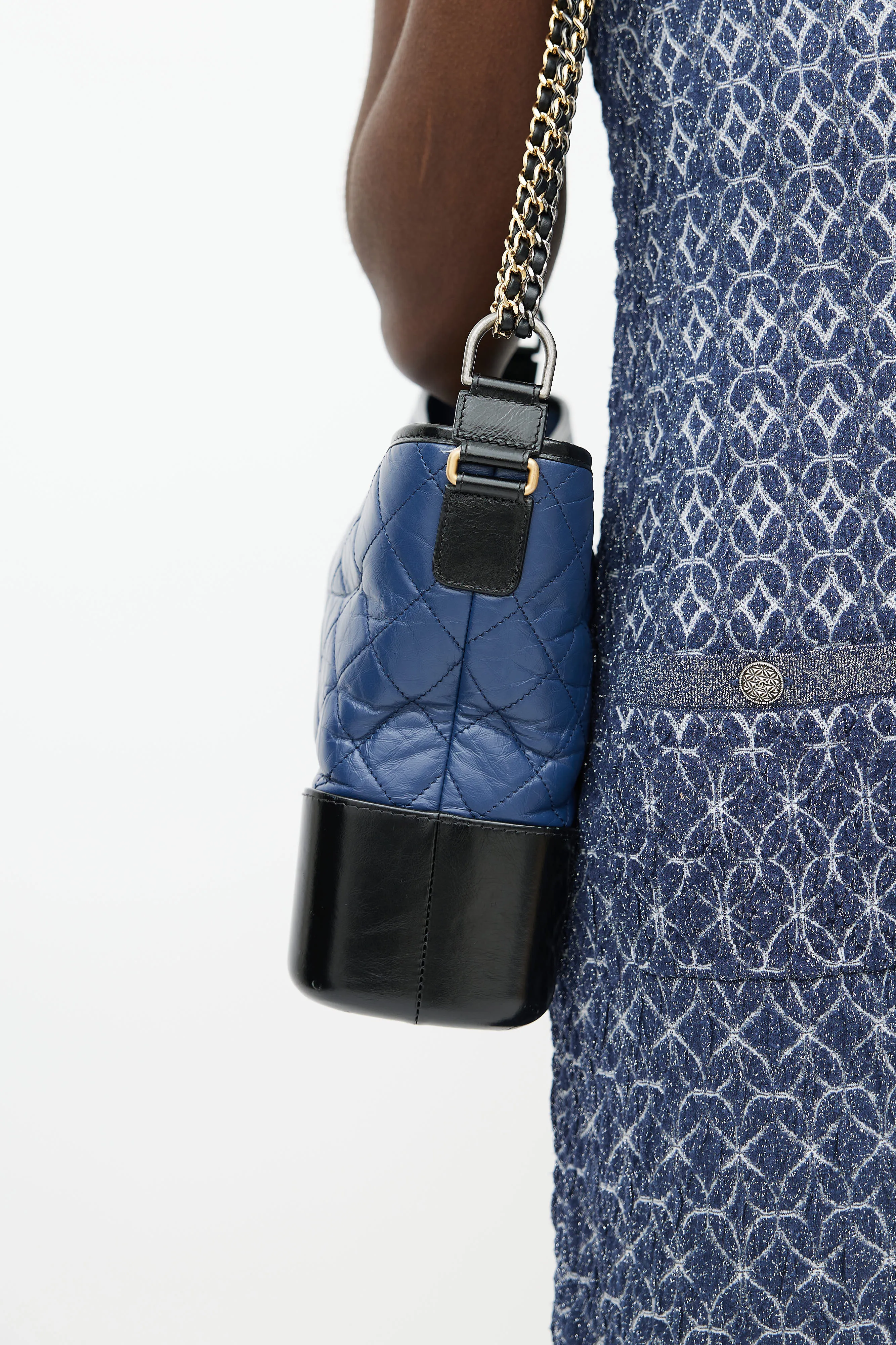 2018 Navy & Black Quilted Gabrielle Shoulder Bag