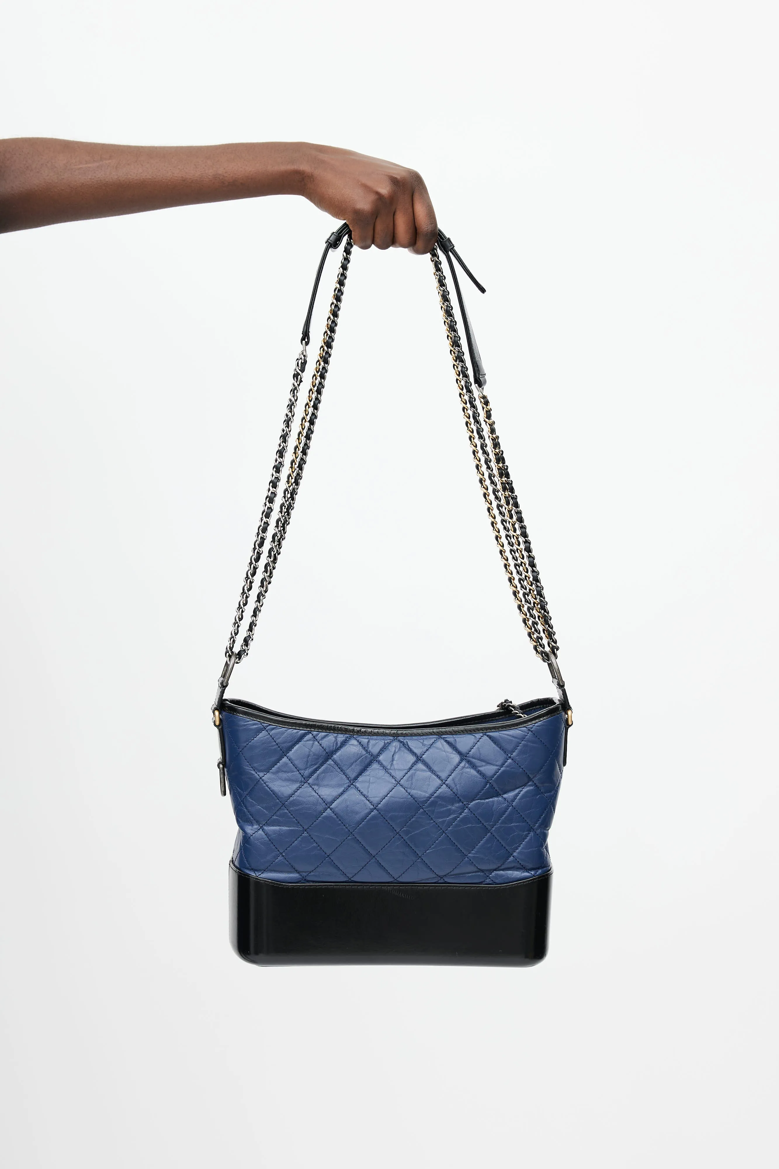 2018 Navy & Black Quilted Gabrielle Shoulder Bag