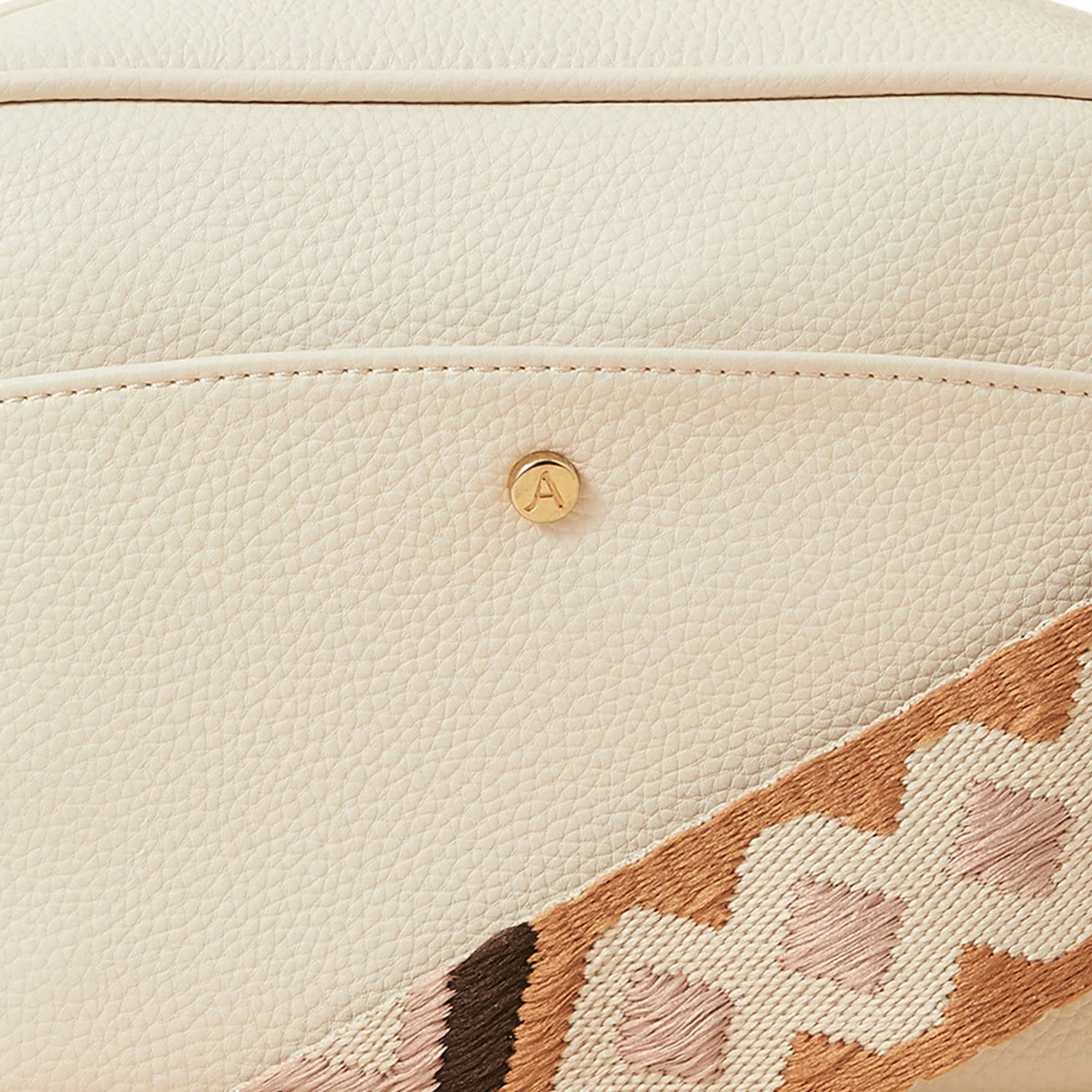 Accessorize London Women's Faux Leather White Aztec Webbing Camera Sling Bag