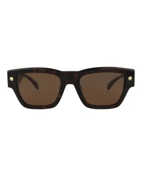 Alexander McQueen Mens Square/Rectangle Havana Havana Brown Fashion Designer Eyewear