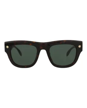 Alexander McQueen Mens Square/Rectangle Havana Havana Green Fashion Designer Eyewear