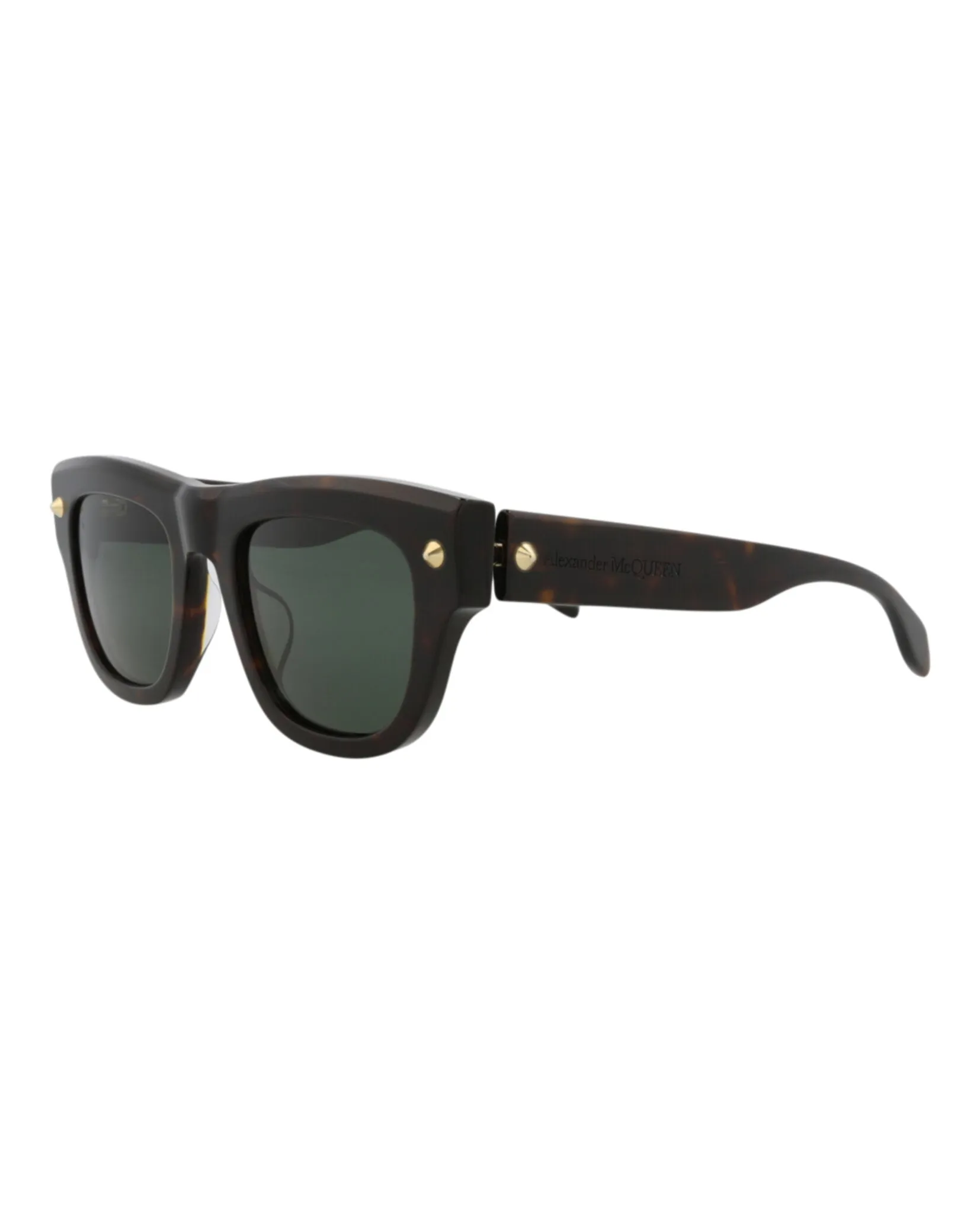 Alexander McQueen Mens Square/Rectangle Havana Havana Green Fashion Designer Eyewear