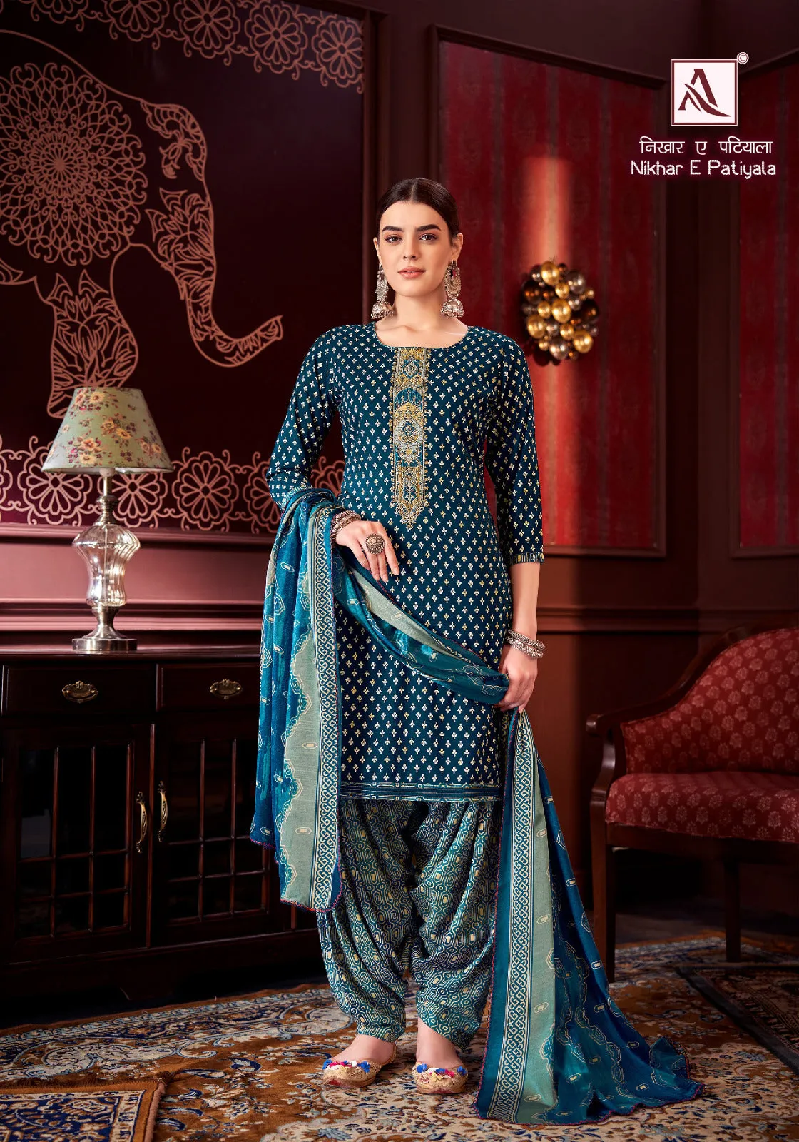 Alok Suit Nikhar E Gold Patiyala Punjabi Style Salwer Suit (699x08)