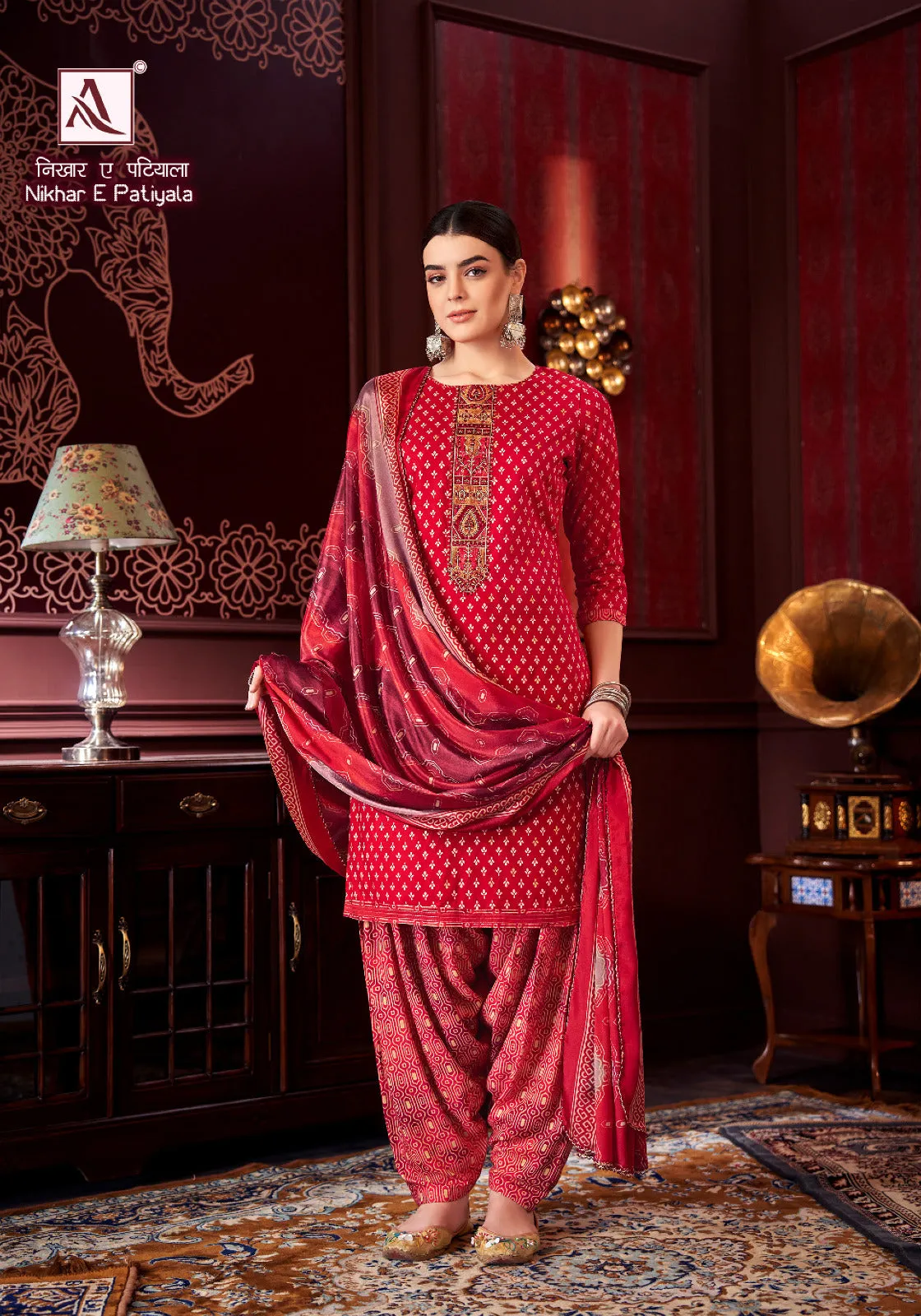 Alok Suit Nikhar E Gold Patiyala Punjabi Style Salwer Suit (699x08)