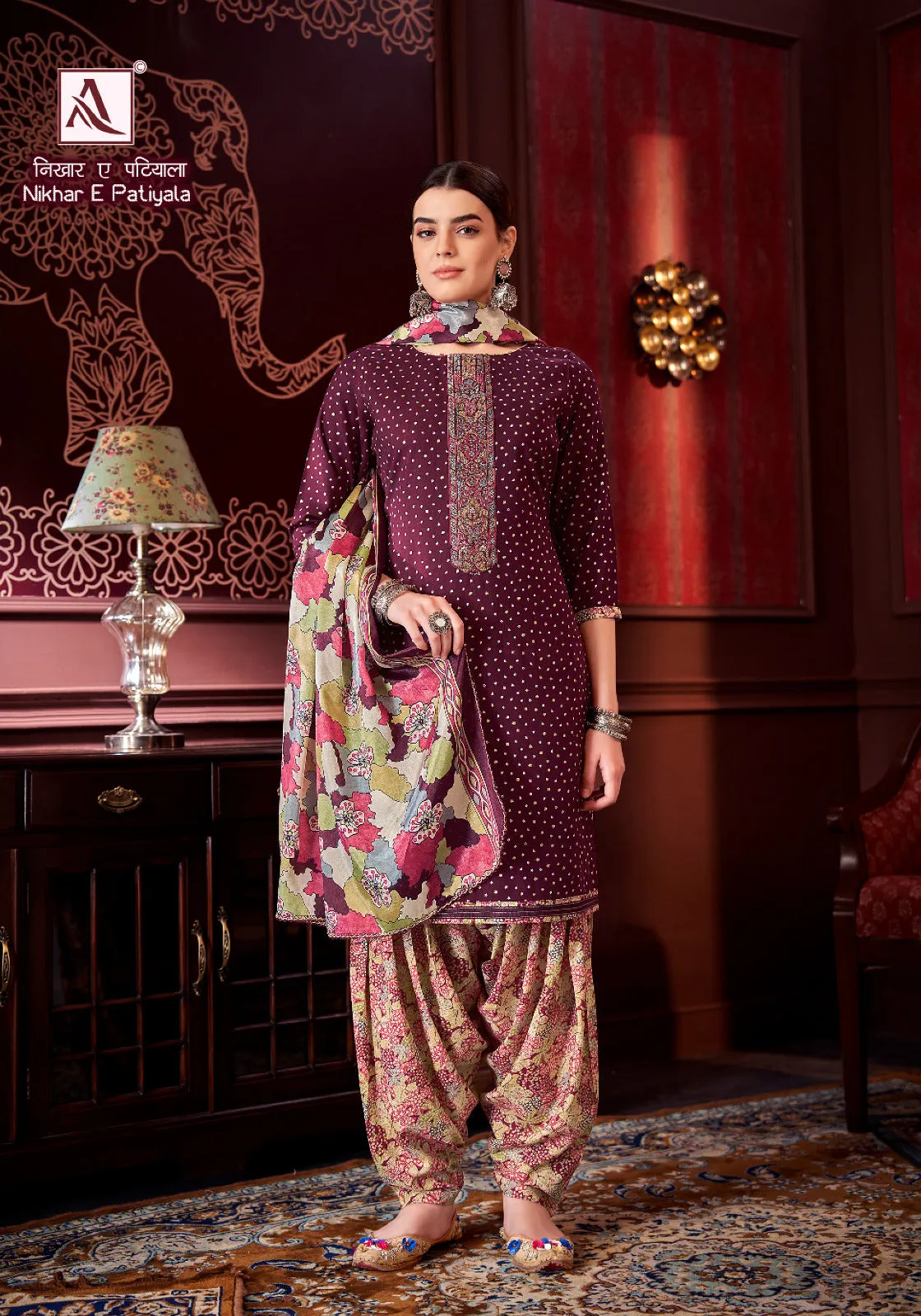 Alok Suit Nikhar E Gold Patiyala Punjabi Style Salwer Suit (699x08)