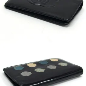 Chanel camellia makeup palette bi-fold long wallet blue