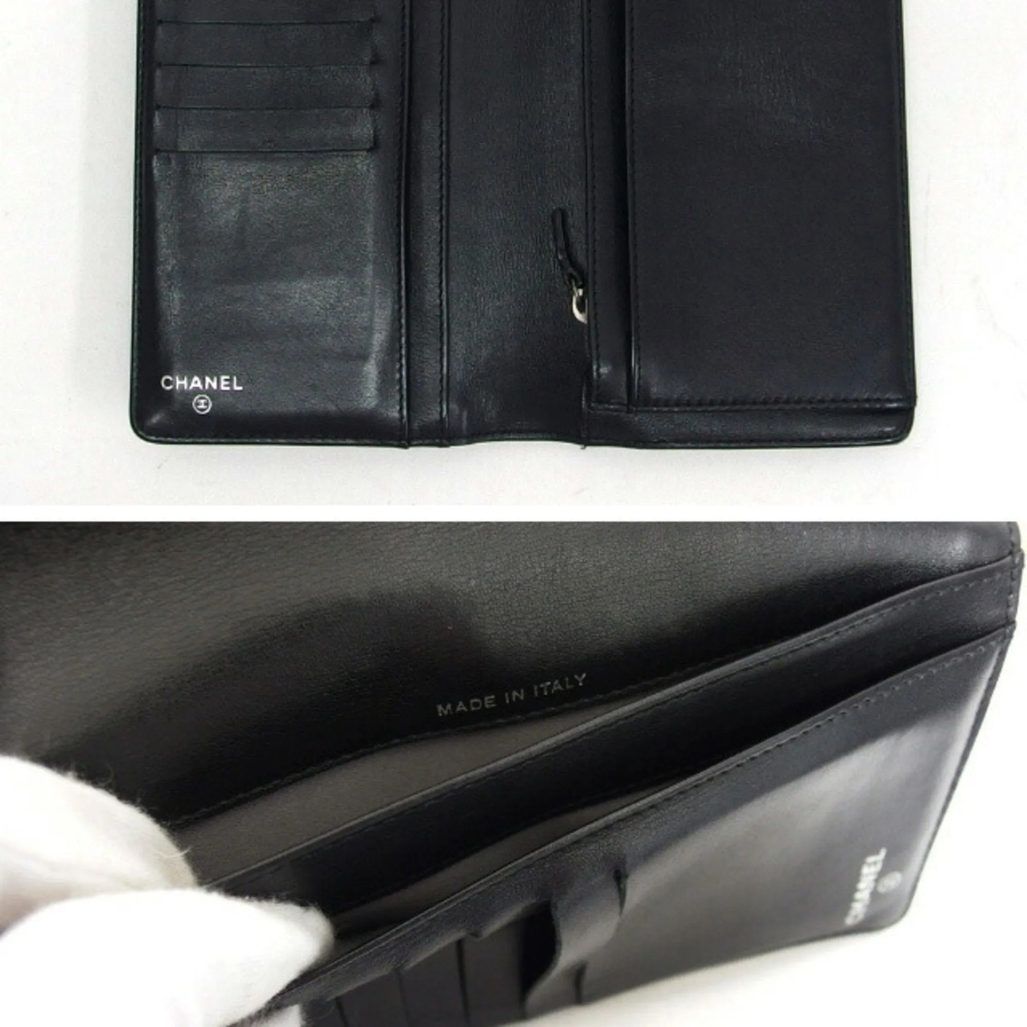 Chanel camellia makeup palette bi-fold long wallet blue