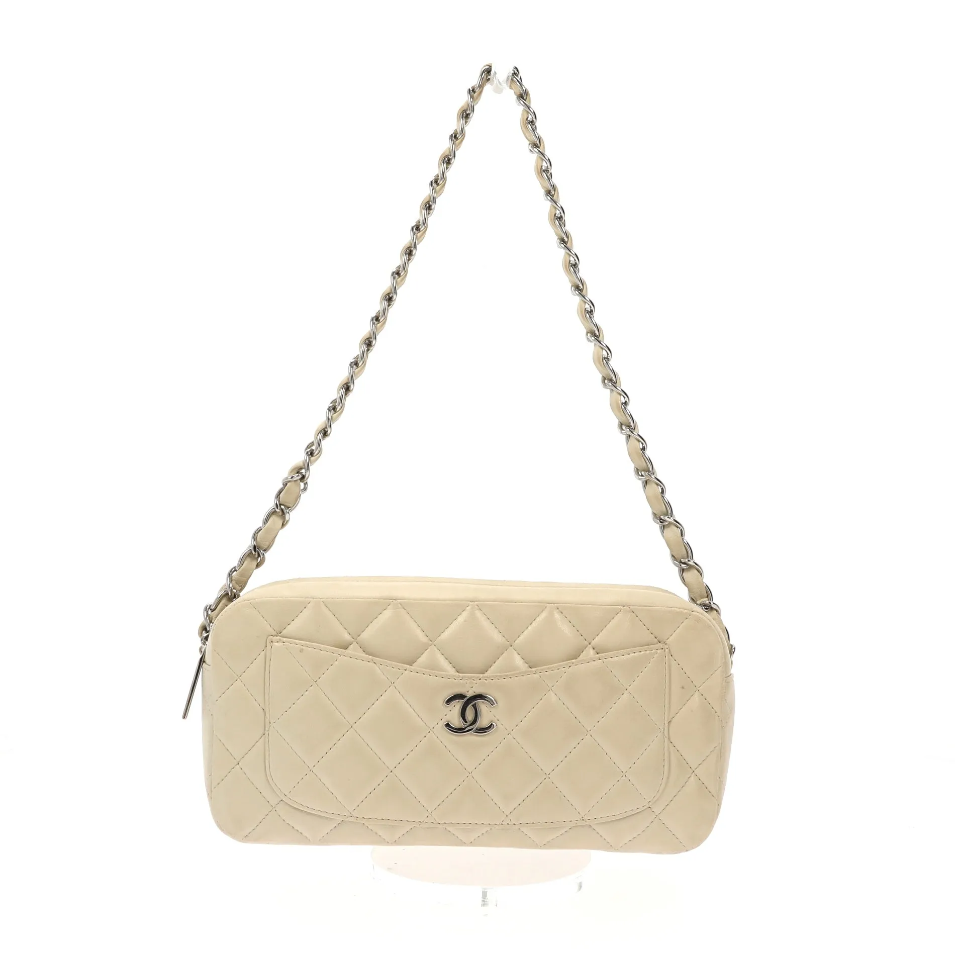 CHANEL Camera Shoulder Bag in Beige Leather