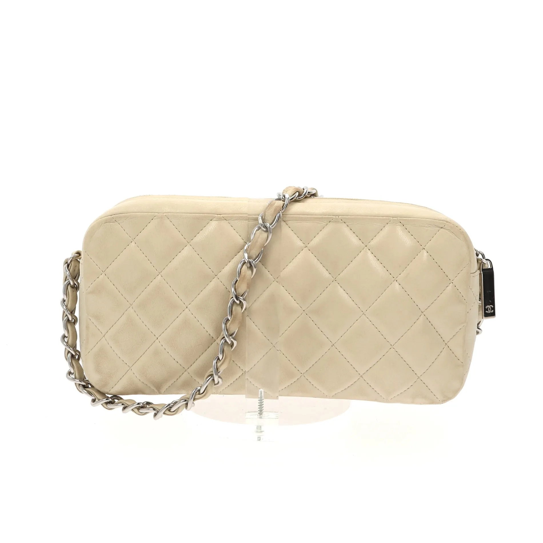 CHANEL Camera Shoulder Bag in Beige Leather