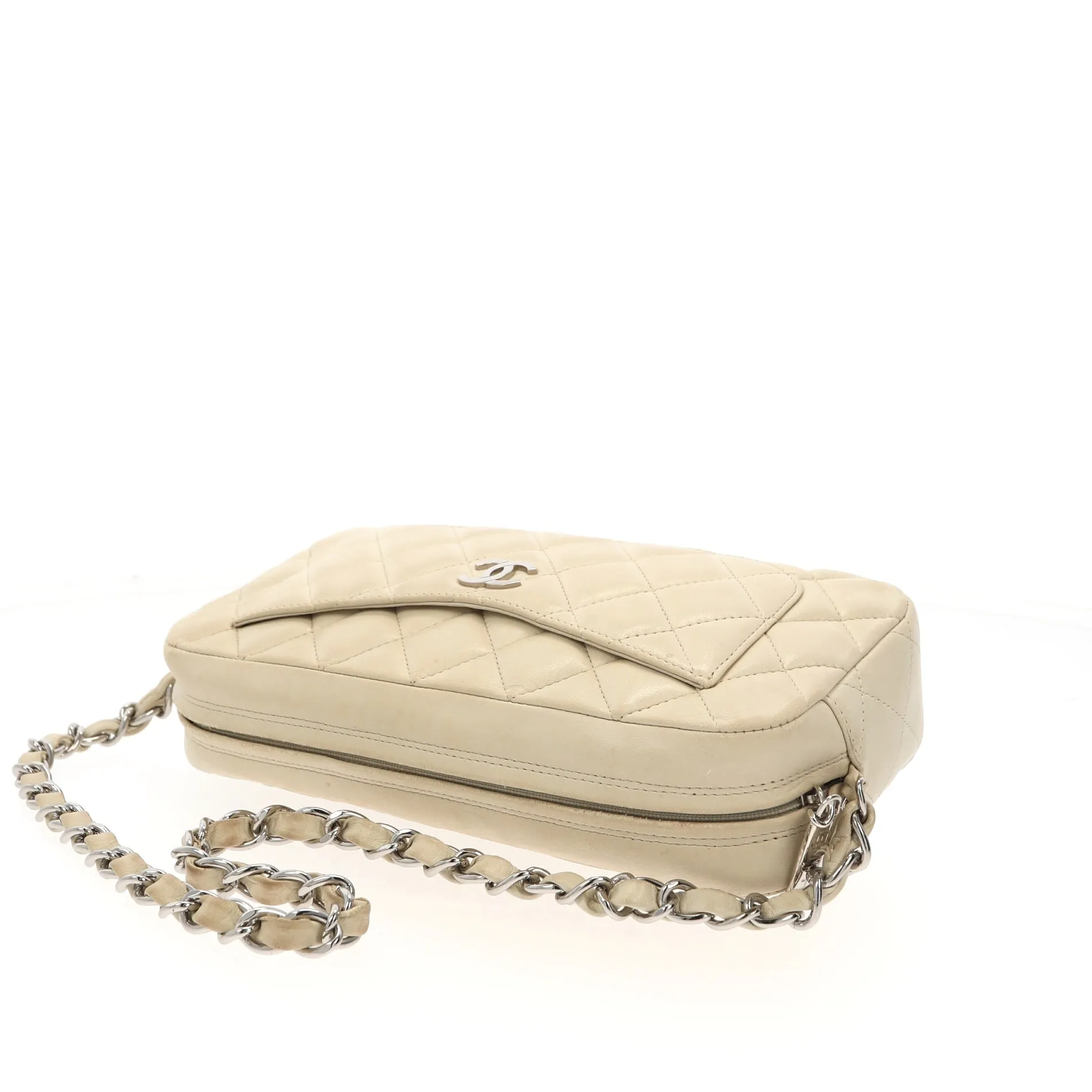 CHANEL Camera Shoulder Bag in Beige Leather