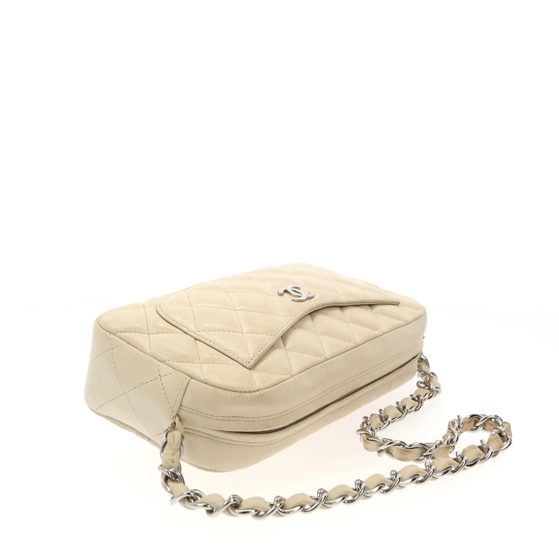 CHANEL Camera Shoulder Bag in Beige Leather