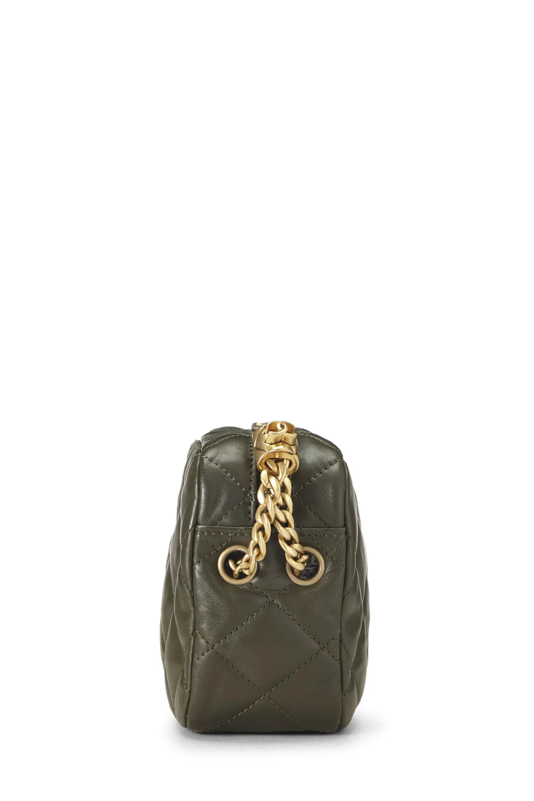 Chanel,  Green Lambskin Diamond 'CC' Camera Bag Mini, Green