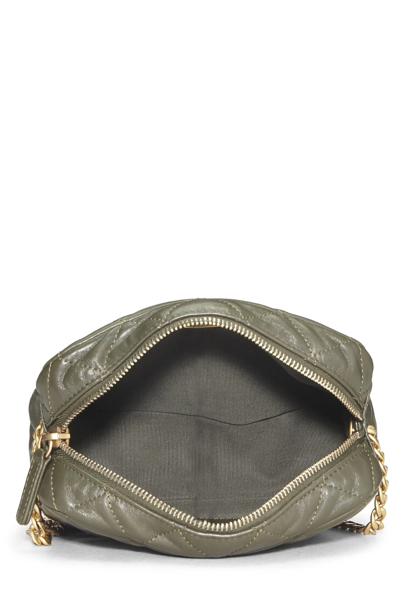 Chanel,  Green Lambskin Diamond 'CC' Camera Bag Mini, Green