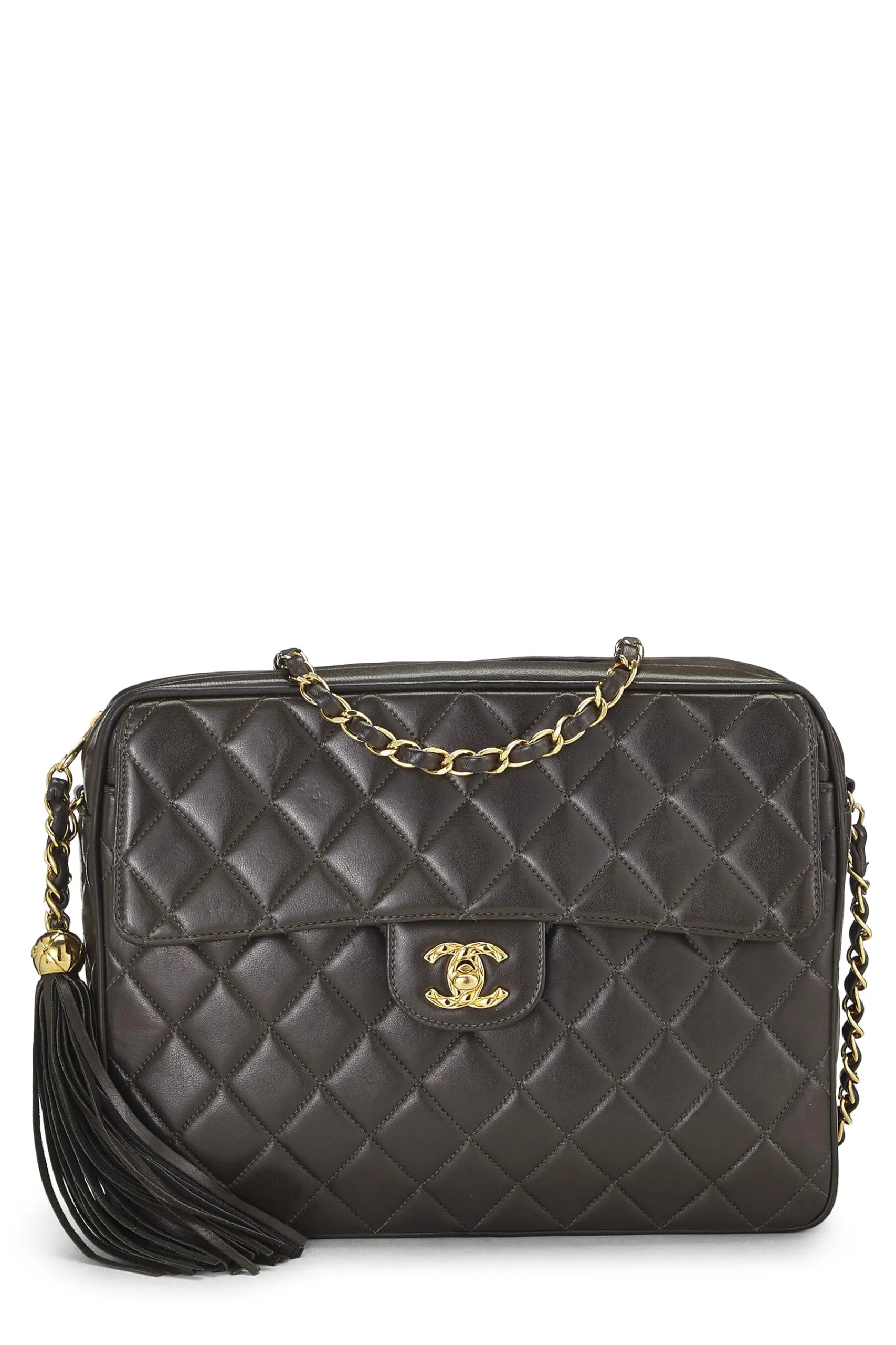 Chanel,  Green Quilted Lambskin Pocket Camera Bag Large, Green