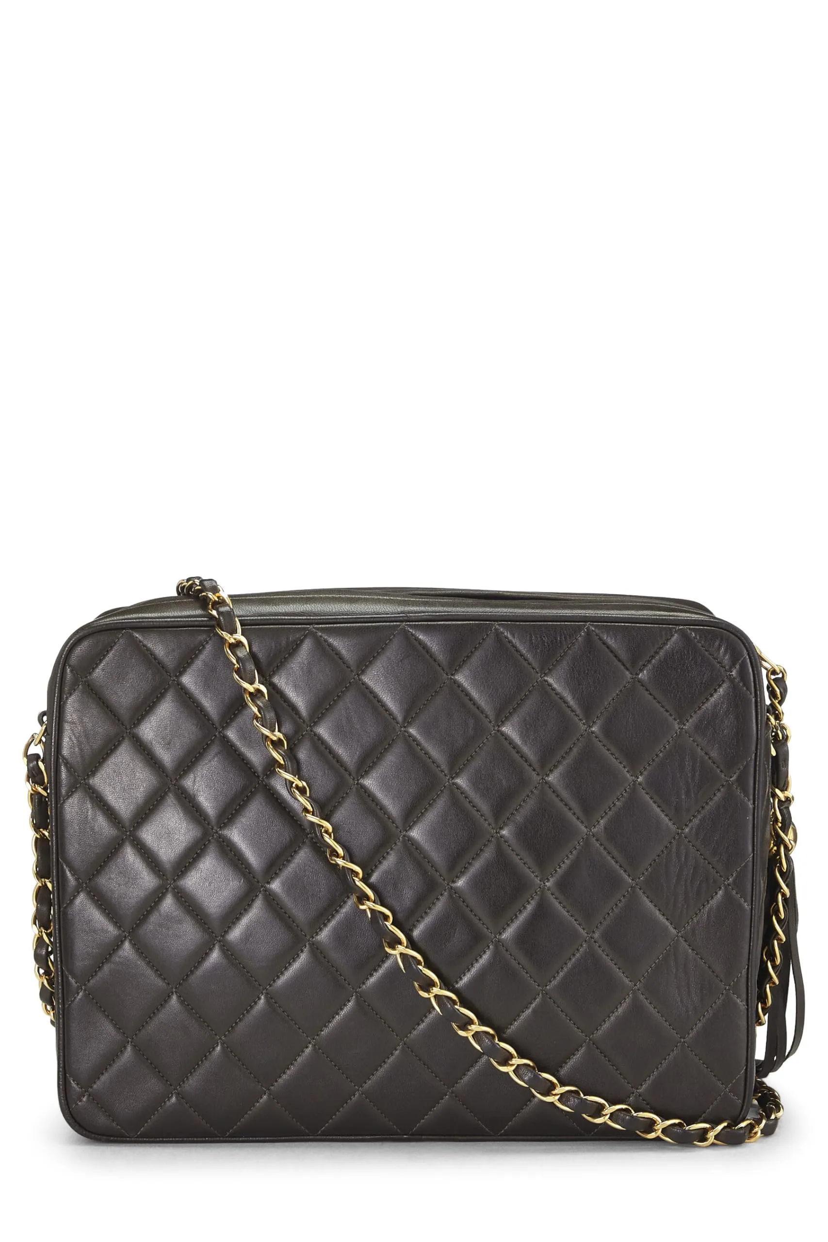 Chanel,  Green Quilted Lambskin Pocket Camera Bag Large, Green