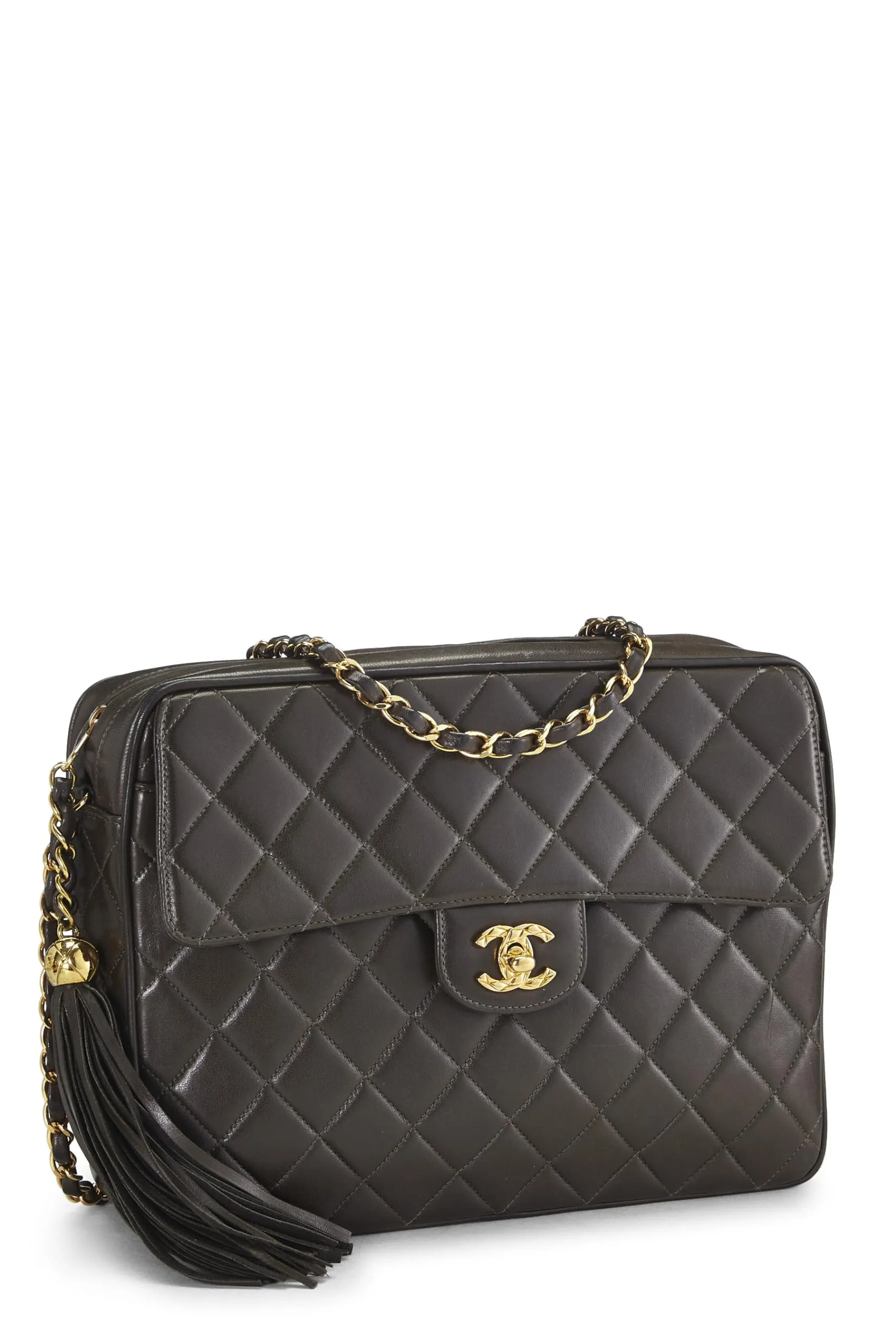 Chanel,  Green Quilted Lambskin Pocket Camera Bag Large, Green
