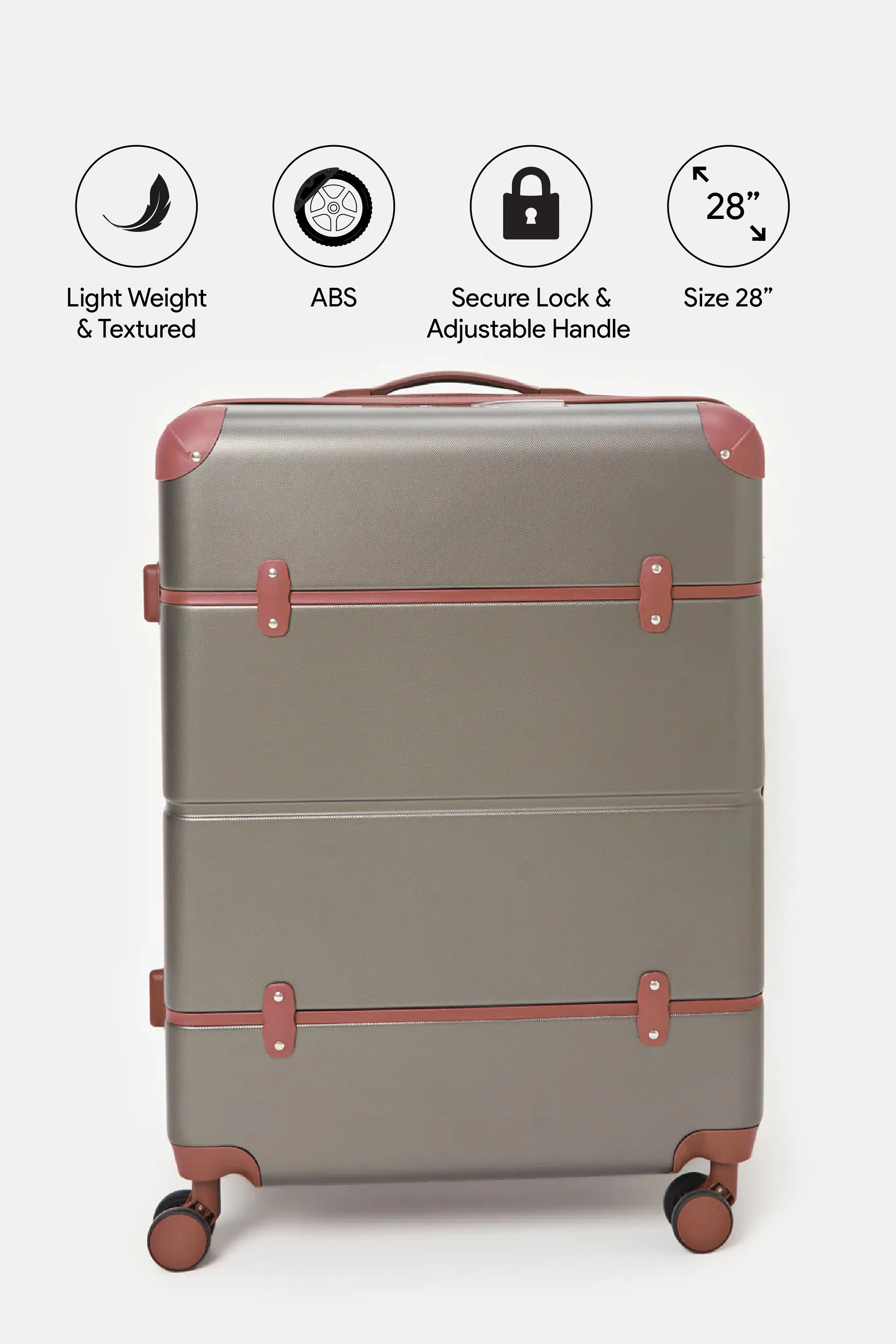 Grey Embellished Trolley Luggage (28 Inch)