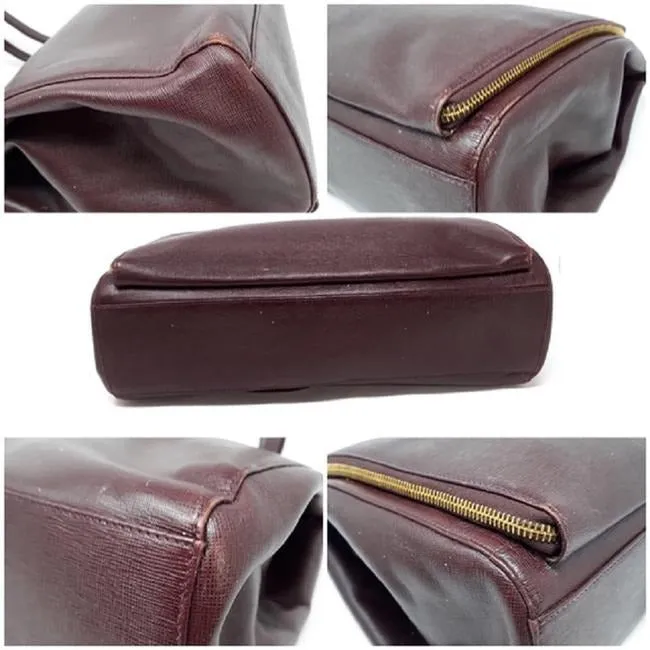 Gucci Burgundy Leather XL Satchel W Gold Square G Clasp