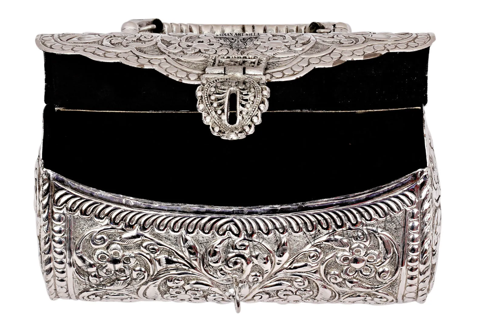 Indian Art Villa Designer Silver Plated Handbag Purse, Women Wedding Clutches, Gift Item