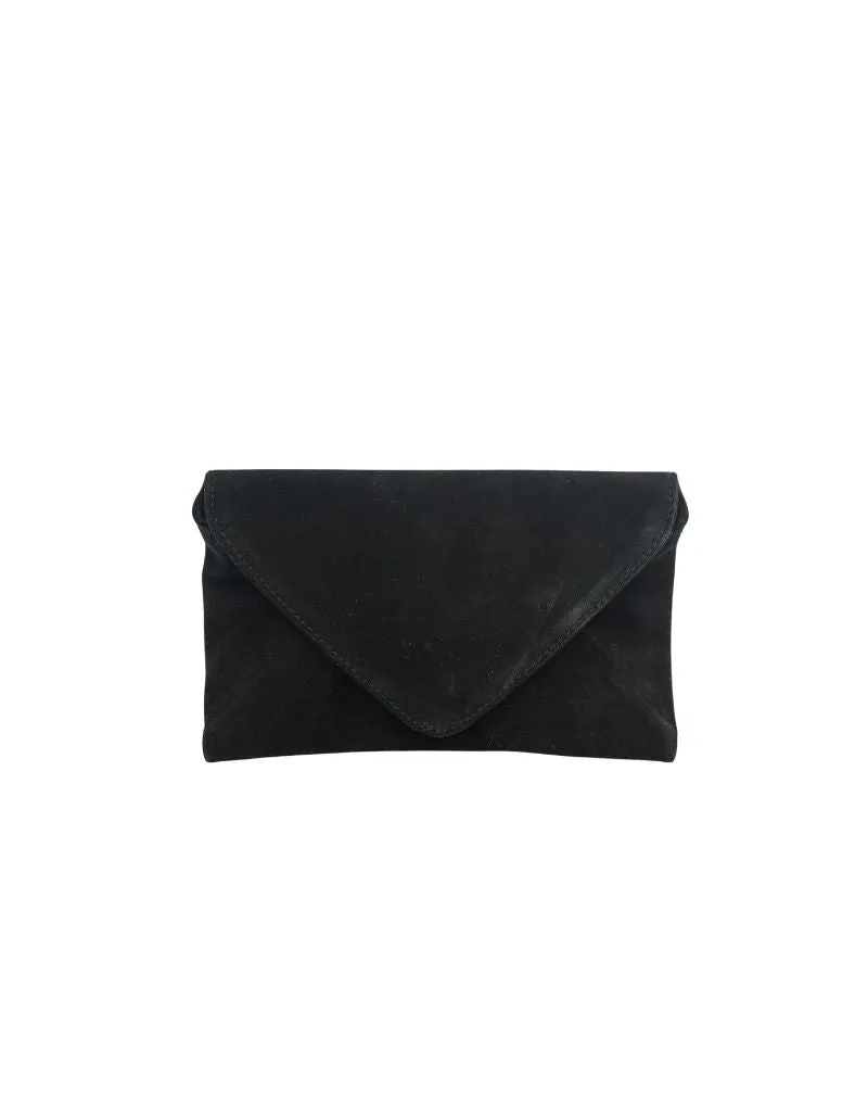 KJC Adrianna Suede Envelope Wallet in Noir