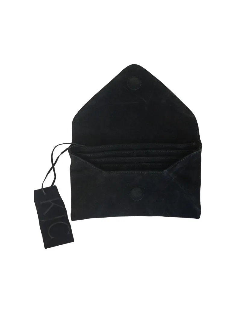 KJC Adrianna Suede Envelope Wallet in Noir