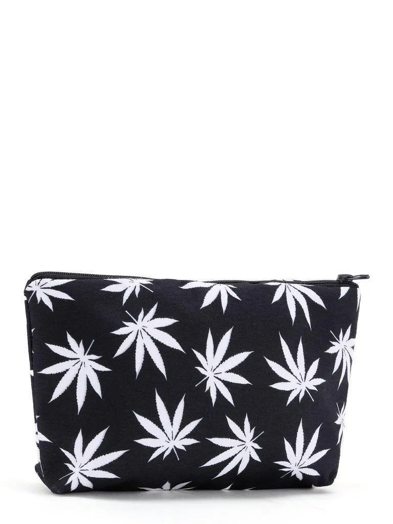 Maple Leaf Print Zipper Pouch