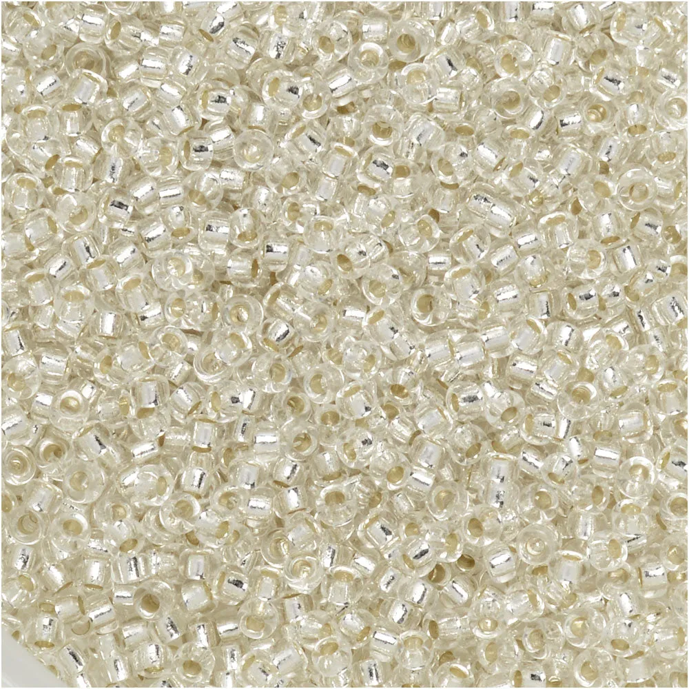Miyuki Round Seed Beads, 15/0, #91 Silver Lined Crystal (8.2 Gram Tube)