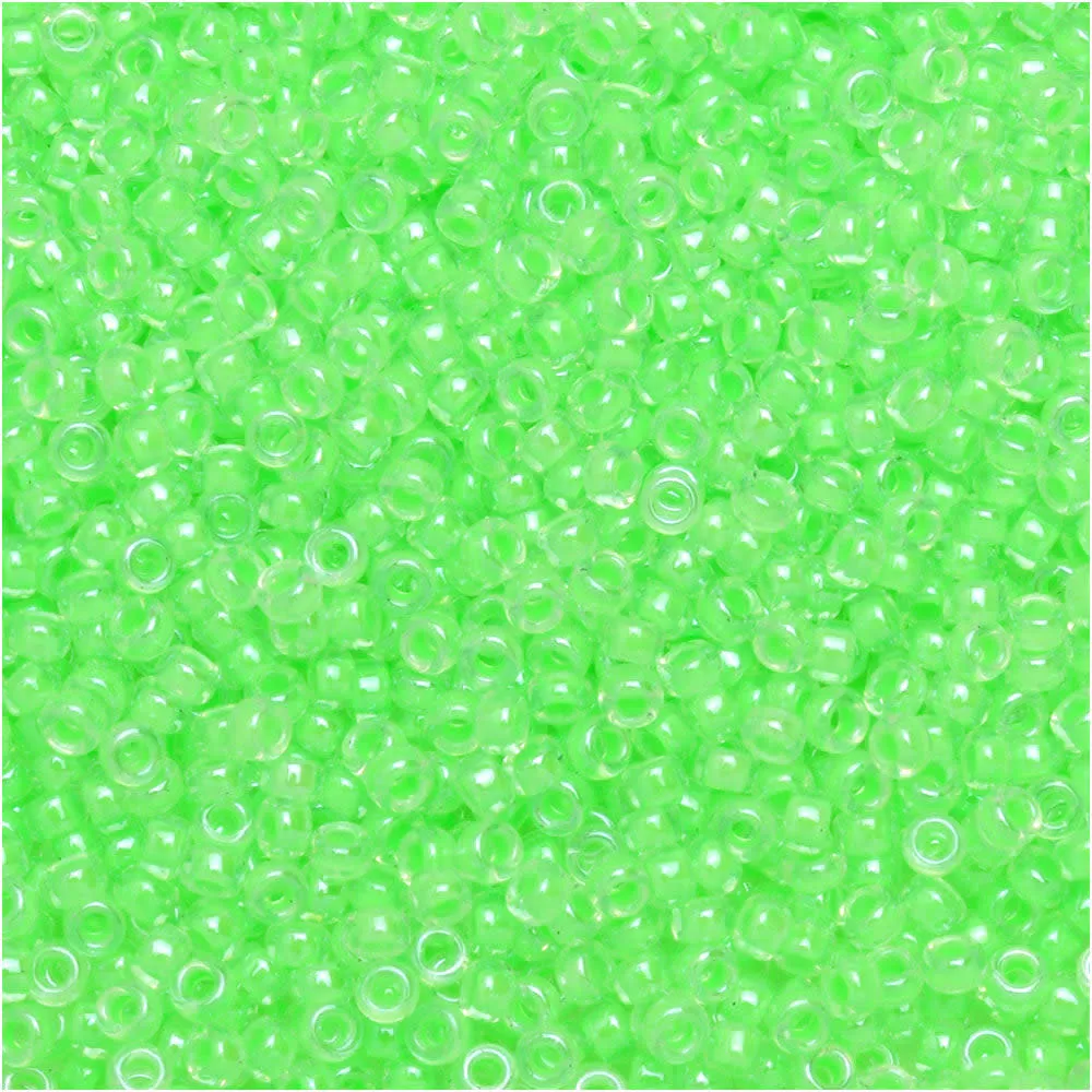 Miyuki Round Seed Beads, 15/0, #91120 Luminous Mint Green (8.2 Gram Tube)