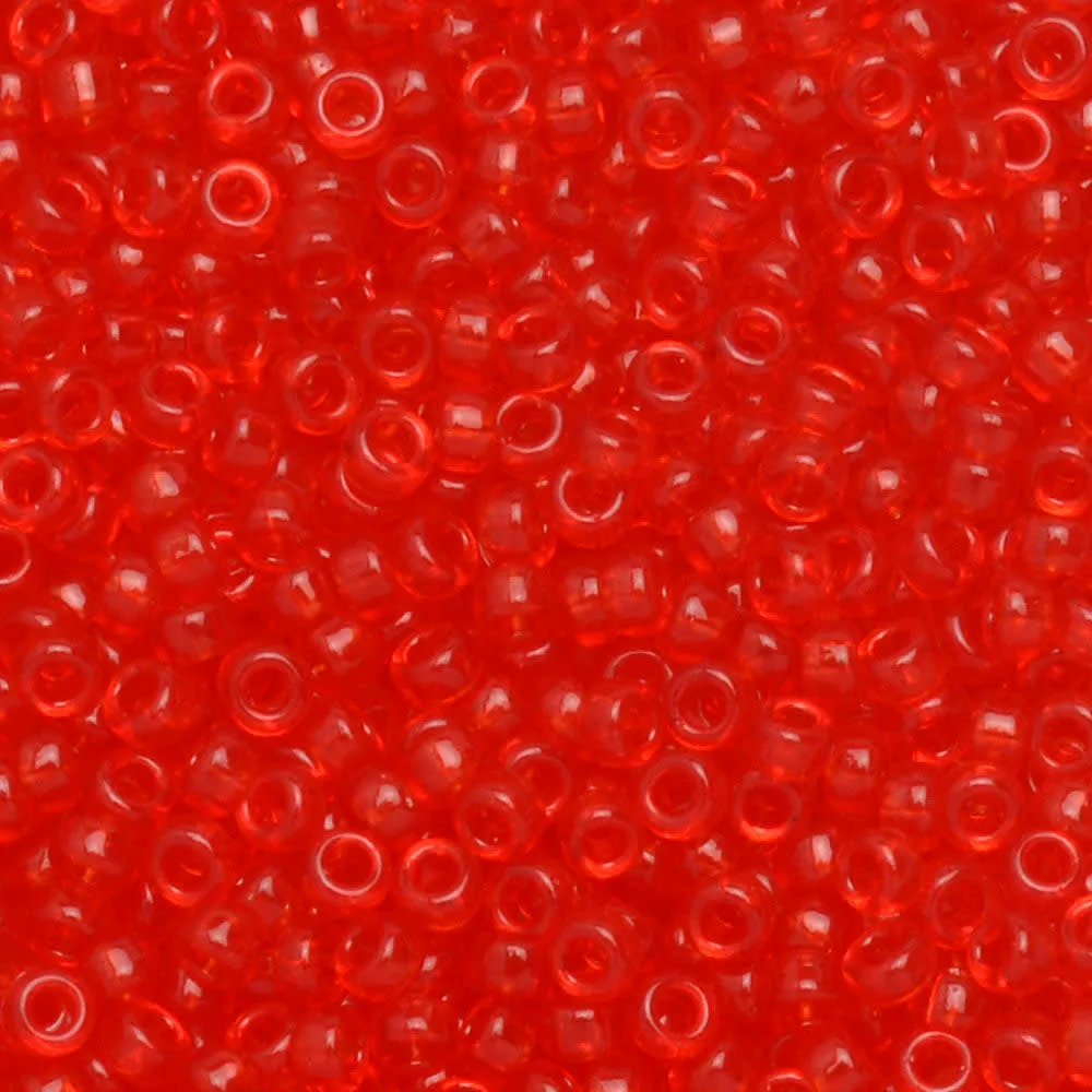 Miyuki Round Seed Beads, 15/0, #9140 Transparent Red Orange (8.2 Gram Tube)