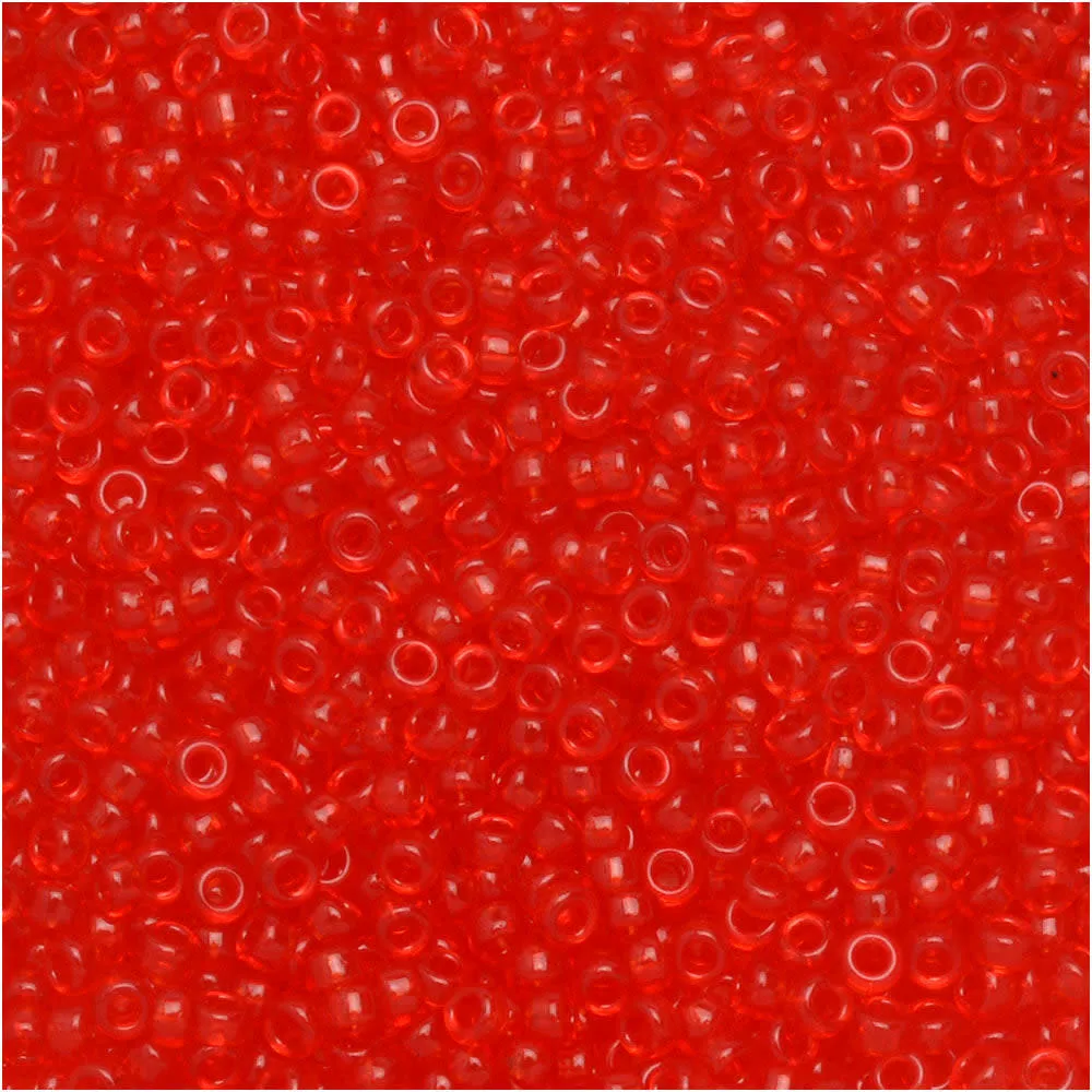 Miyuki Round Seed Beads, 15/0, #9140 Transparent Red Orange (8.2 Gram Tube)