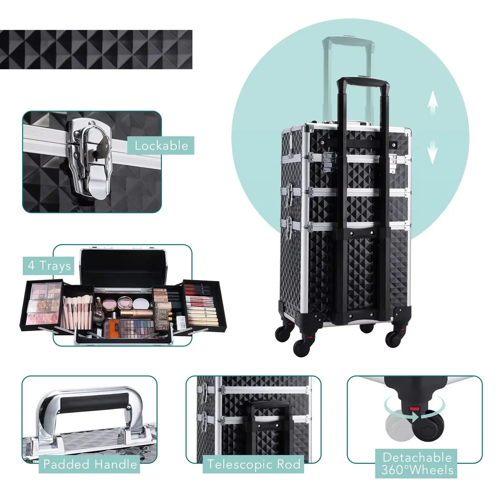 Rolling Makeup Removable Make Up Case
