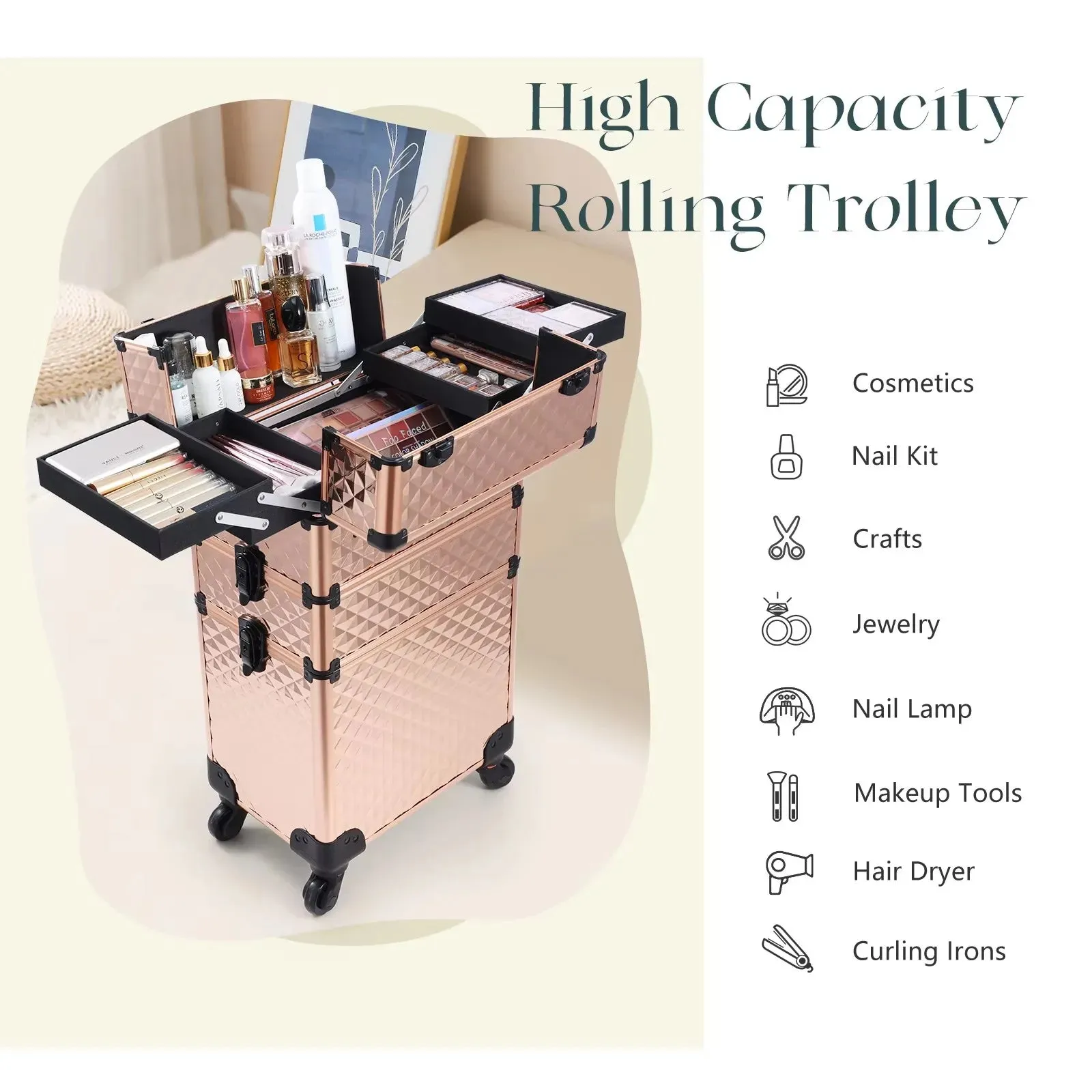Rolling Makeup Removable Make Up Case