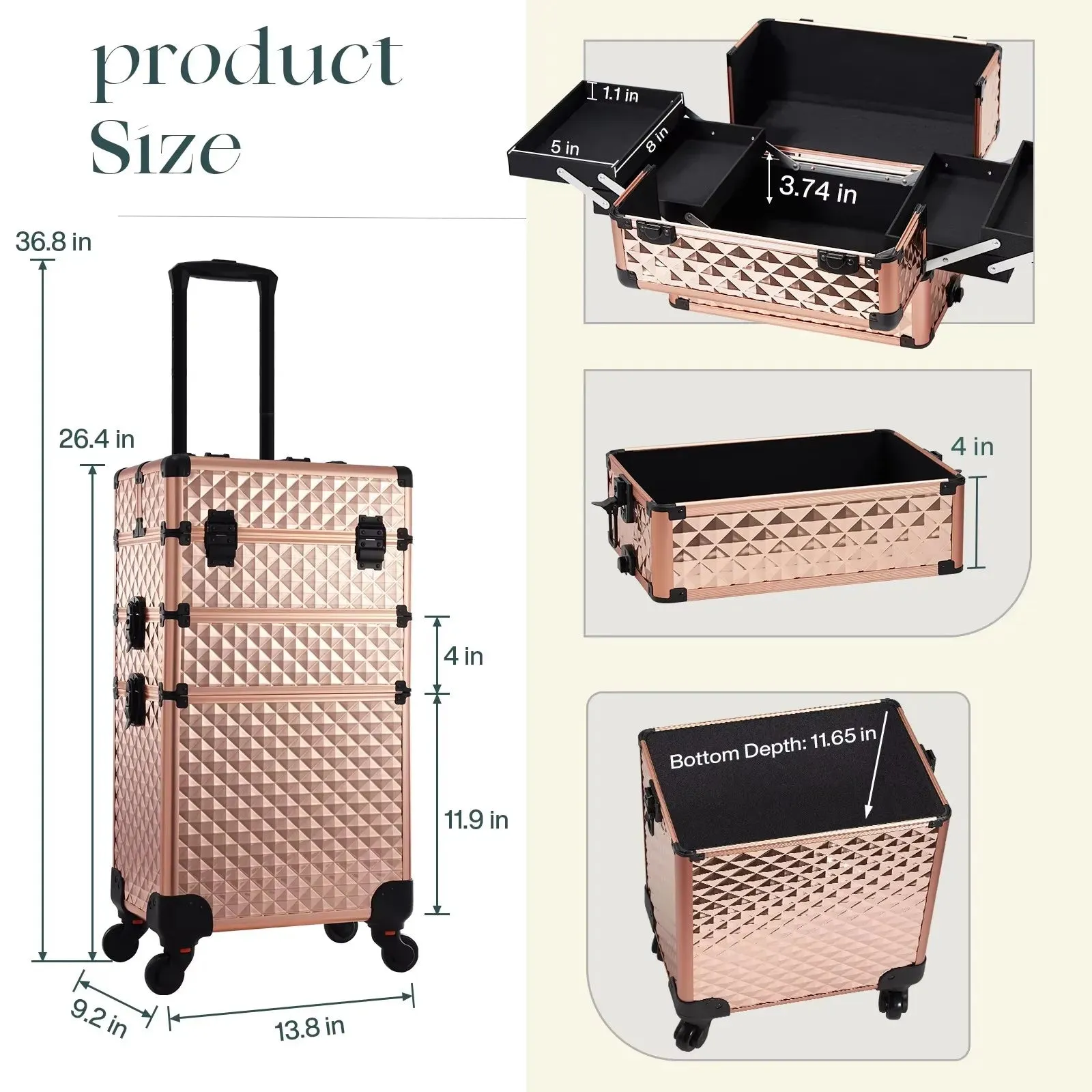Rolling Makeup Removable Make Up Case