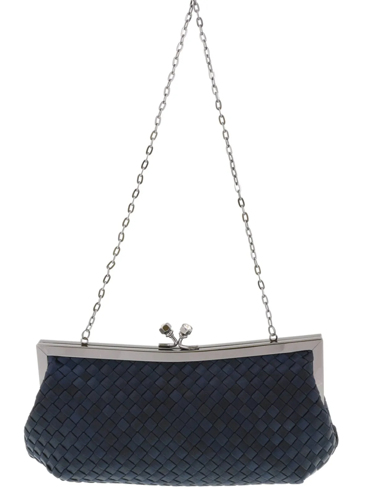 Scheilan  Black Fabric Weave Knot Clutch/Shoulder Bag