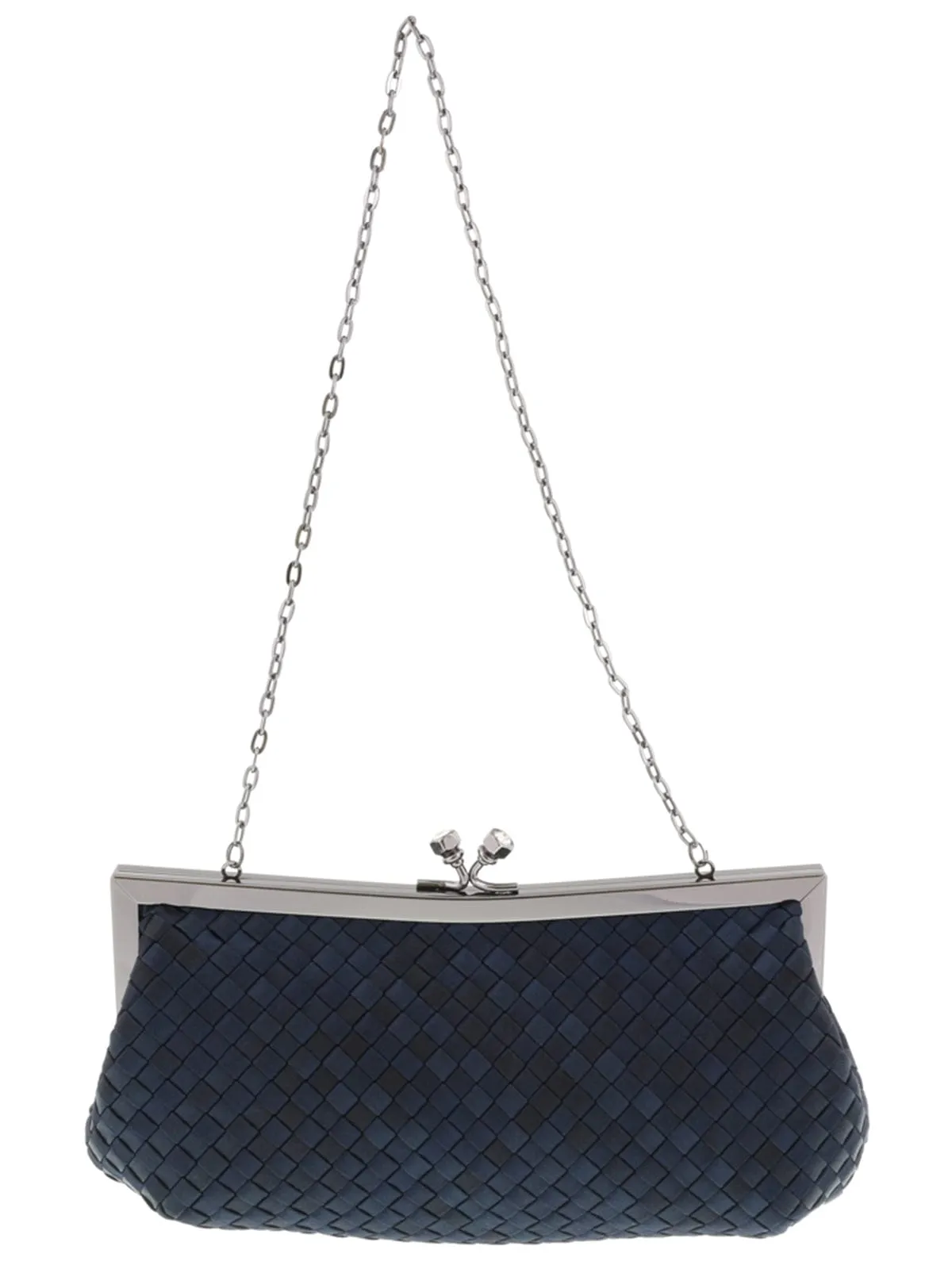 Scheilan  Black Fabric Weave Knot Clutch/Shoulder Bag