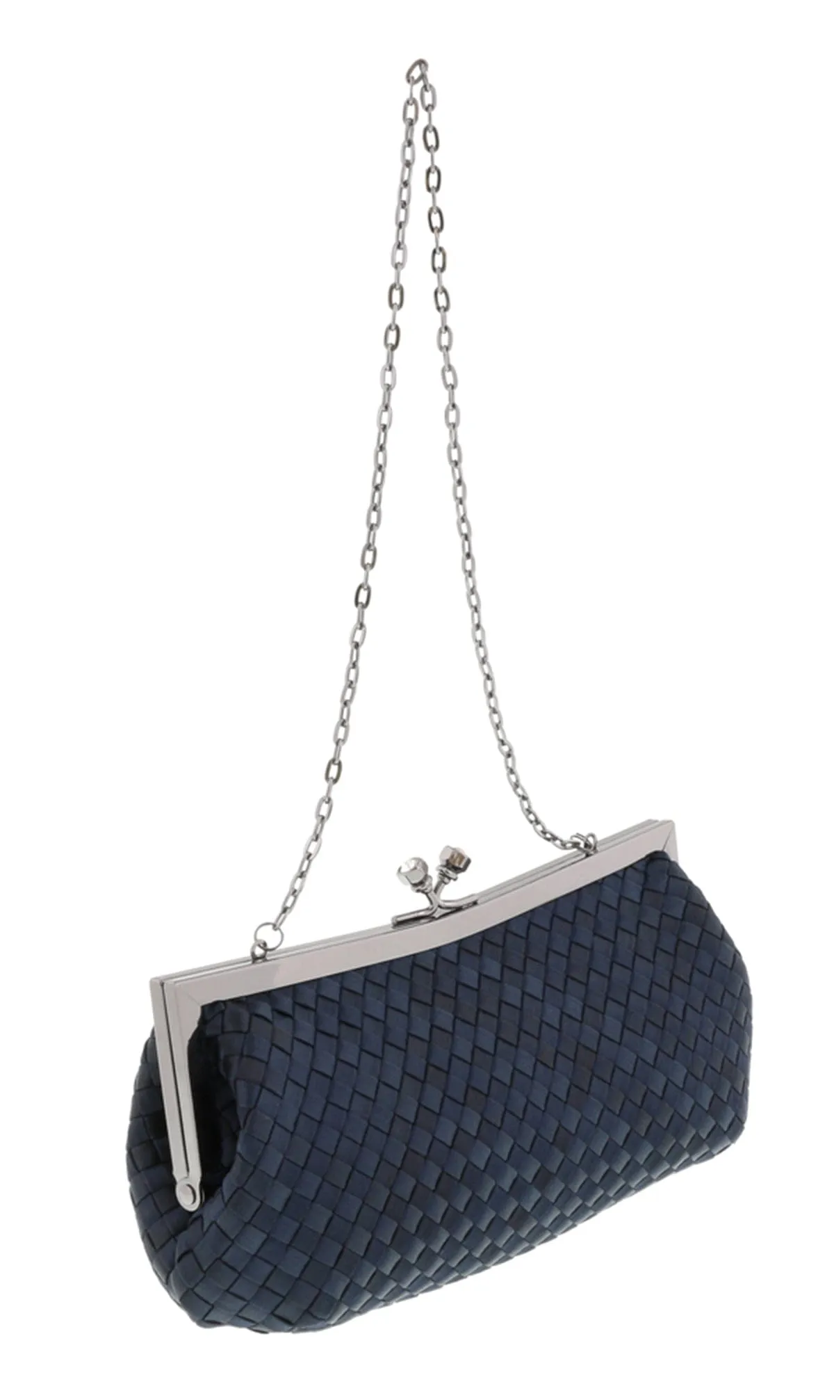 Scheilan  Black Fabric Weave Knot Clutch/Shoulder Bag