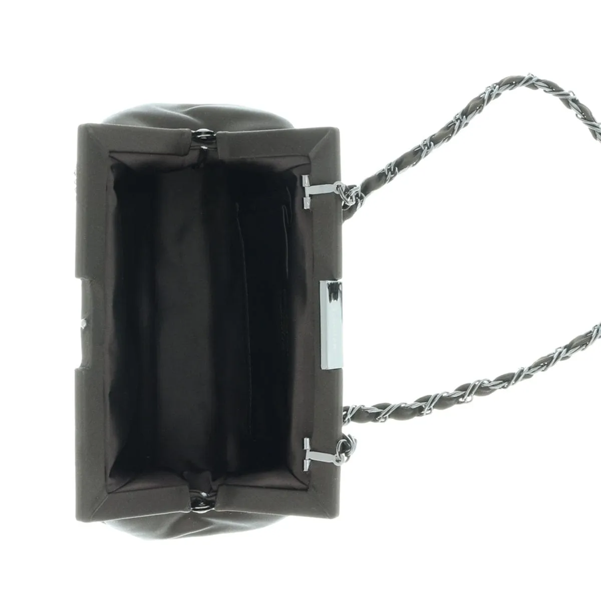 Scheilan  Brown Fabric Double Sided Crystal Paneled Clutch/Shoulder Bag