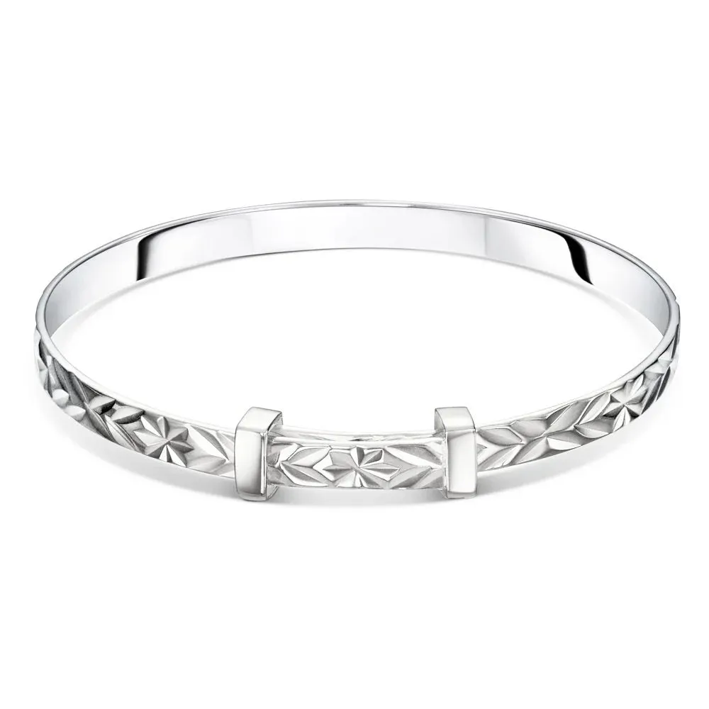 Silver Diamond Cut Baby Bangle