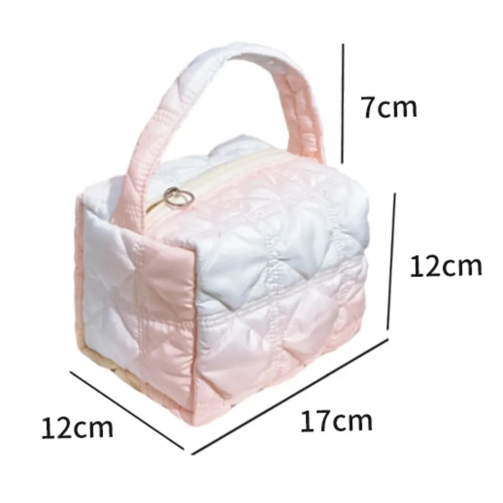 UAKISS  - Quilted Cosmetic Bags Women Fashion Rainbow Makeup Pouches with Handle Female Casual Versatile Large Capacity Storage Bag