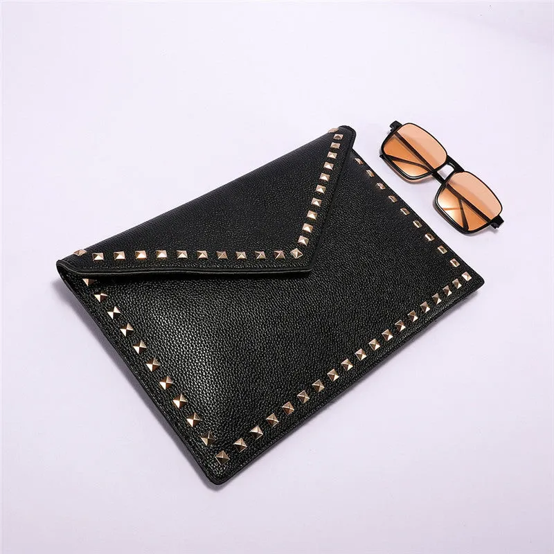 Vvsha Fashion rivet Women Clutches Luxury Party ladies Dinner bag PU leather handbag female clutch purse Brand design Envelope bag
