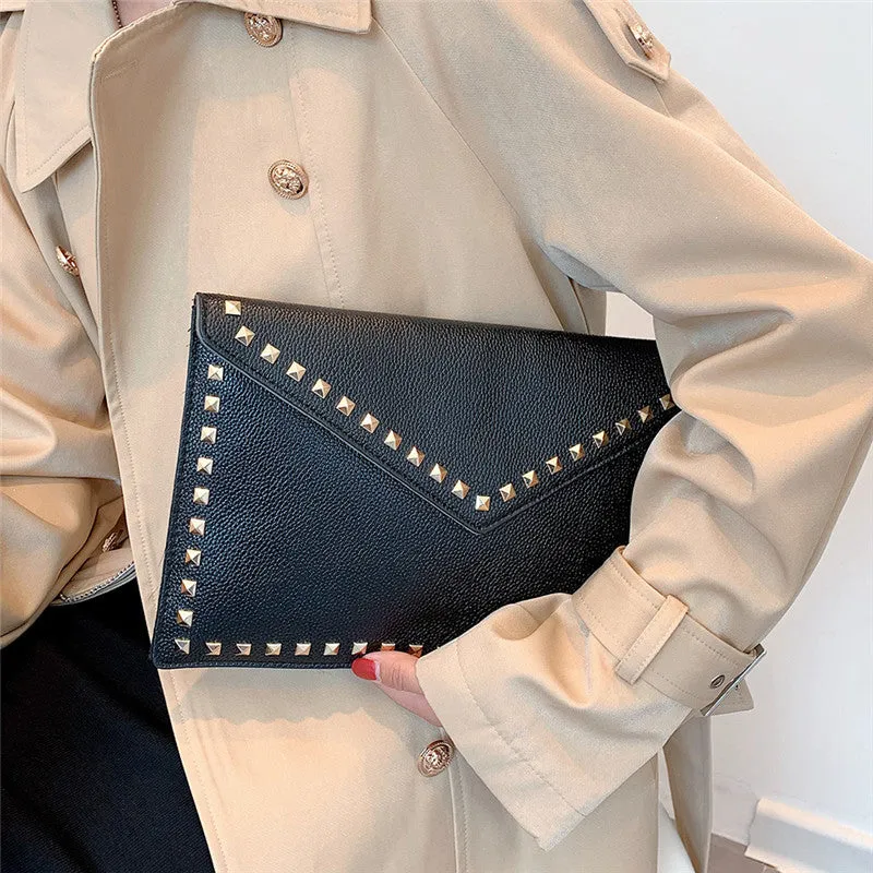 Vvsha Fashion rivet Women Clutches Luxury Party ladies Dinner bag PU leather handbag female clutch purse Brand design Envelope bag