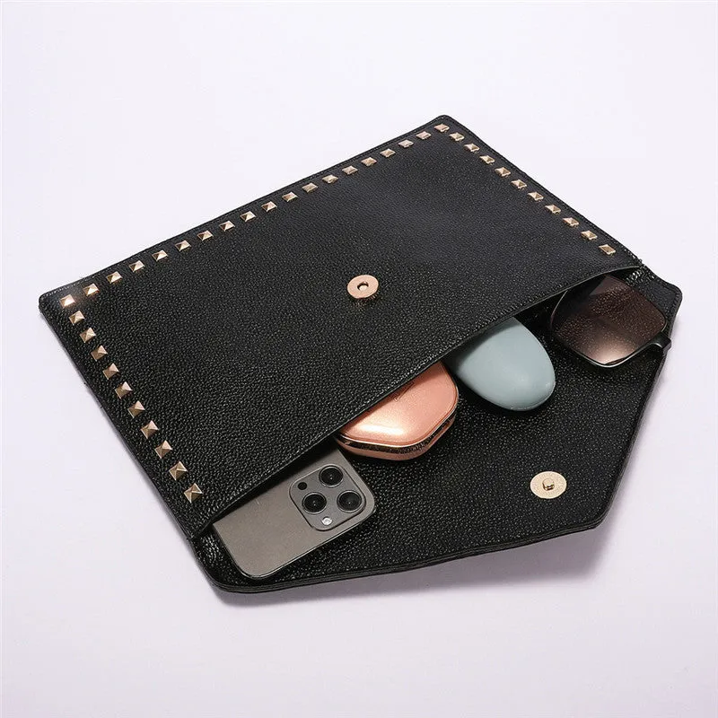 Vvsha Fashion rivet Women Clutches Luxury Party ladies Dinner bag PU leather handbag female clutch purse Brand design Envelope bag