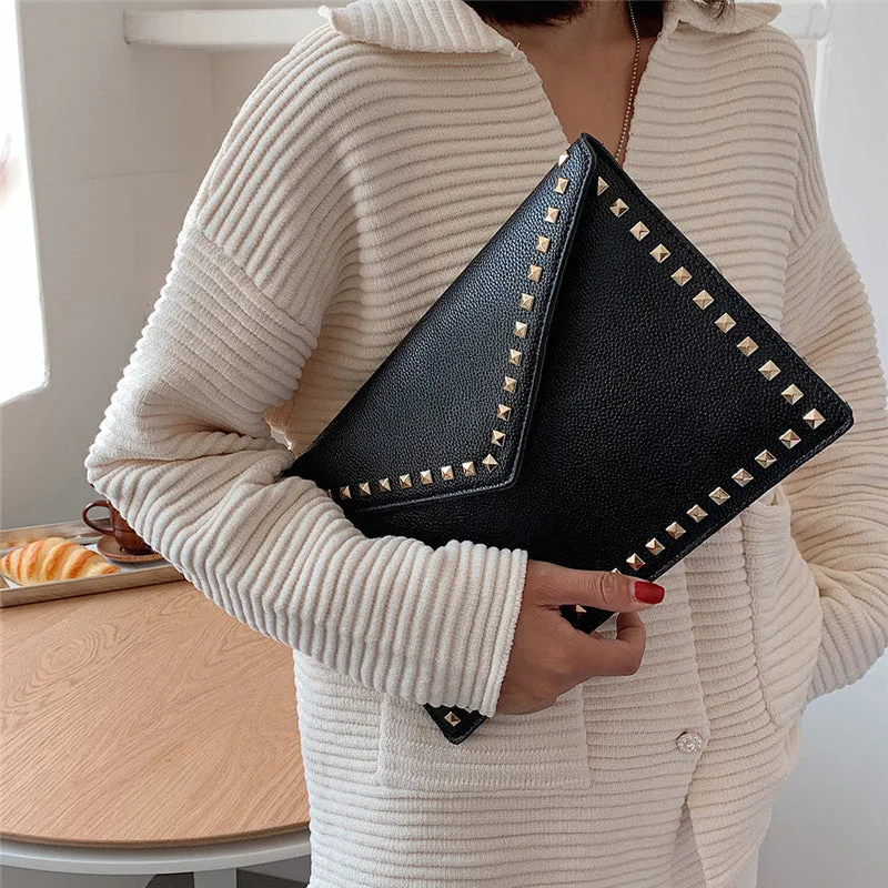 Vvsha Fashion rivet Women Clutches Luxury Party ladies Dinner bag PU leather handbag female clutch purse Brand design Envelope bag